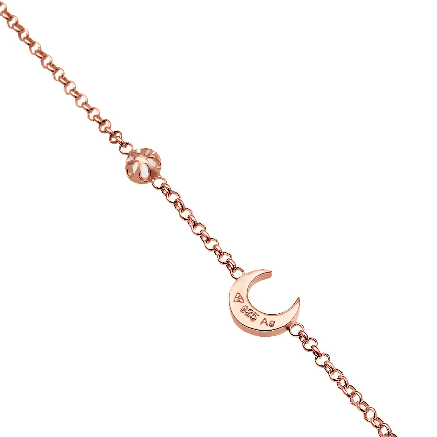 Roségold - Elli | Armband Astro | Mondstein (Weiß) | 925 Sterling Silber Rosévergoldet