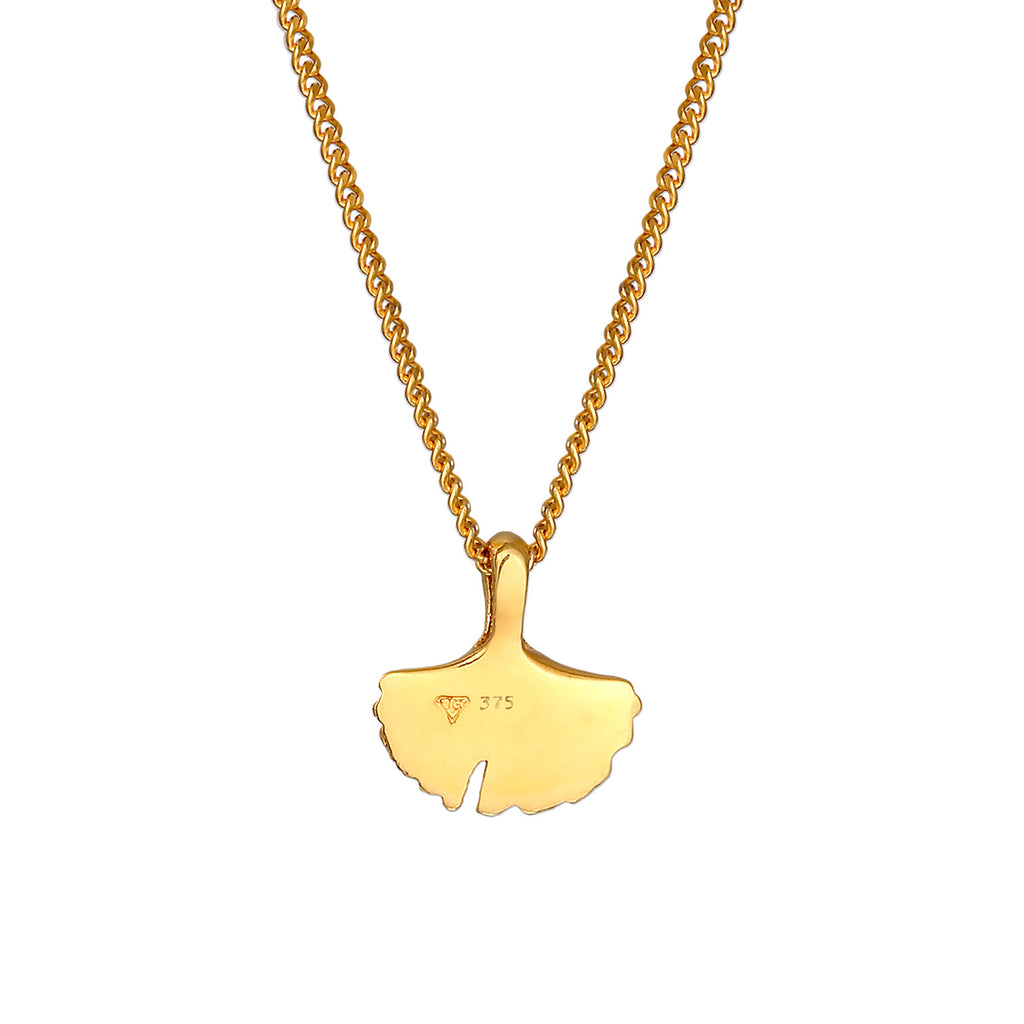 Gold - Elli PREMIUM | Halskette Gingko | 375er Gelbgold