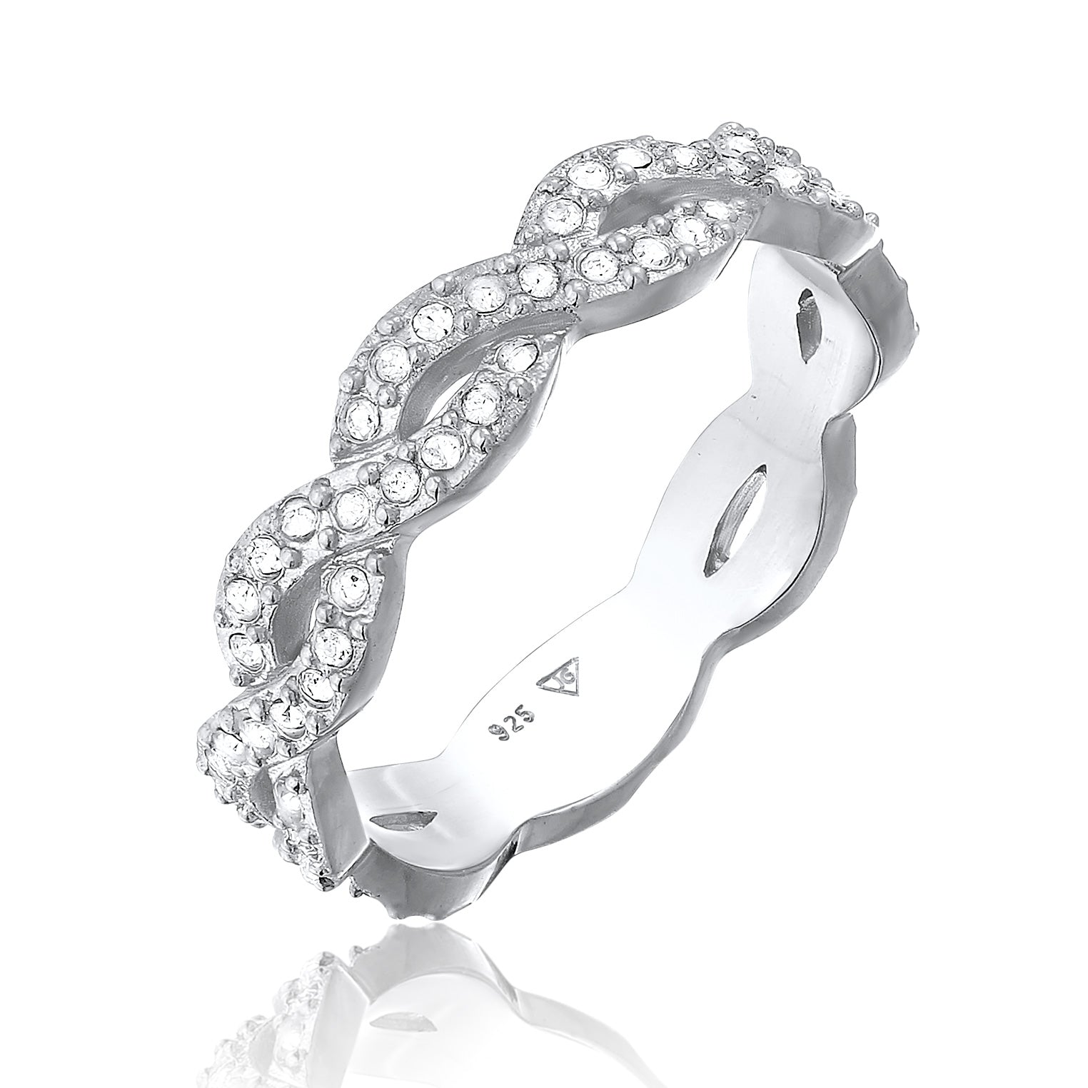 Silber - Elli | Ring Infinity | Mit Kristallen von Swarovski® (Weiß) | 925er Sterling Silber