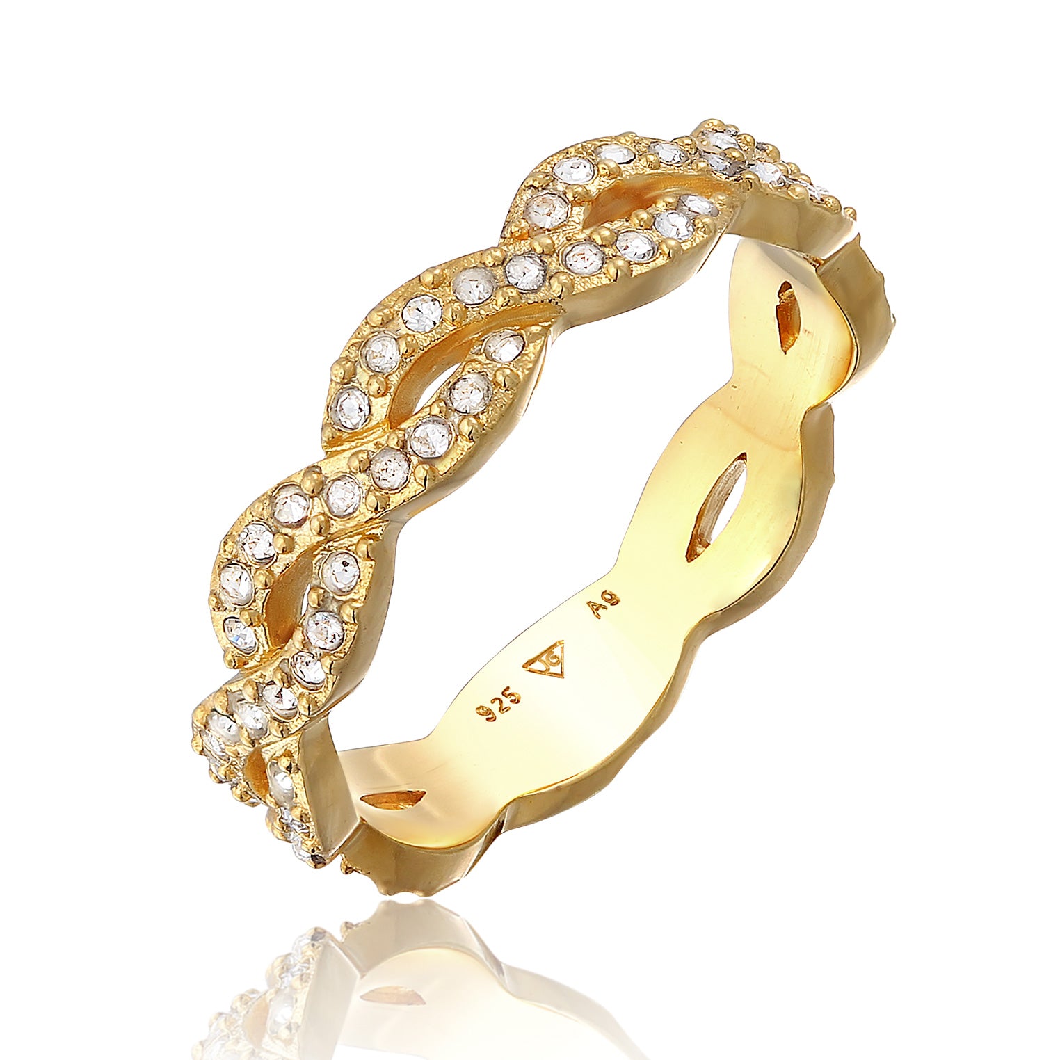 Gold - Elli | Ring Infinity | Mit Kristallen von Swarovski® (Weiß) | 925er Sterling Silber Vergoldet