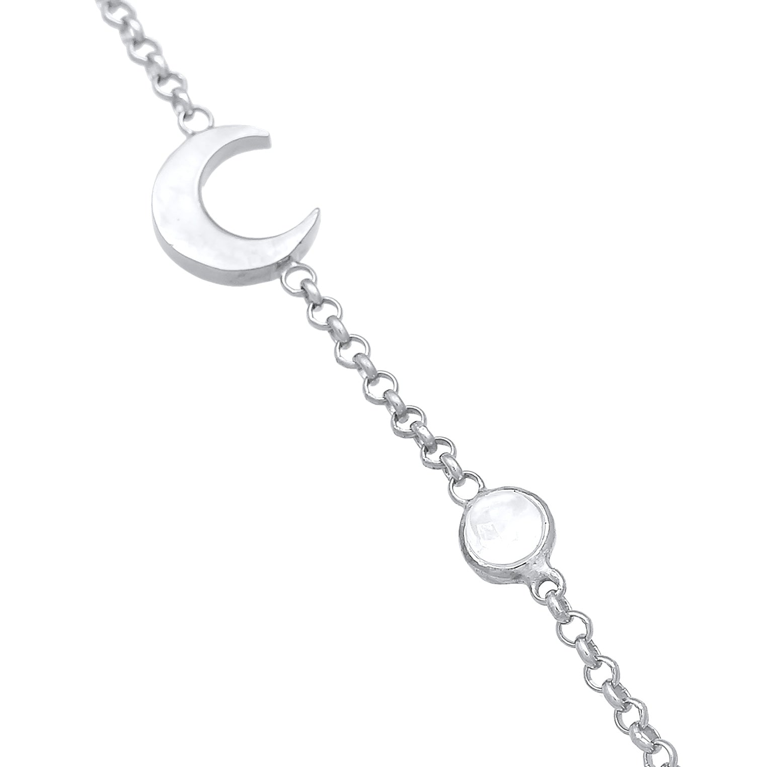 Silber - Elli | Armband Mond | Mondstein (Weiß) | 925er Sterling Silber