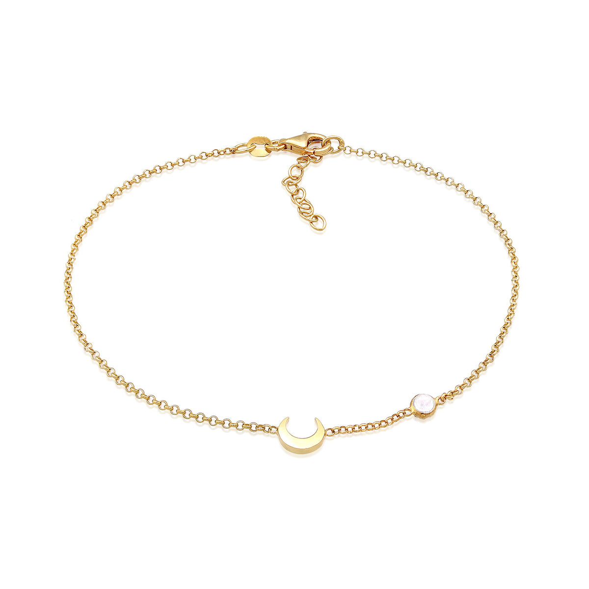 Gold - Elli | Armband Mond | Mondstein (Weiß) | 925er Sterling Silber Vergoldet