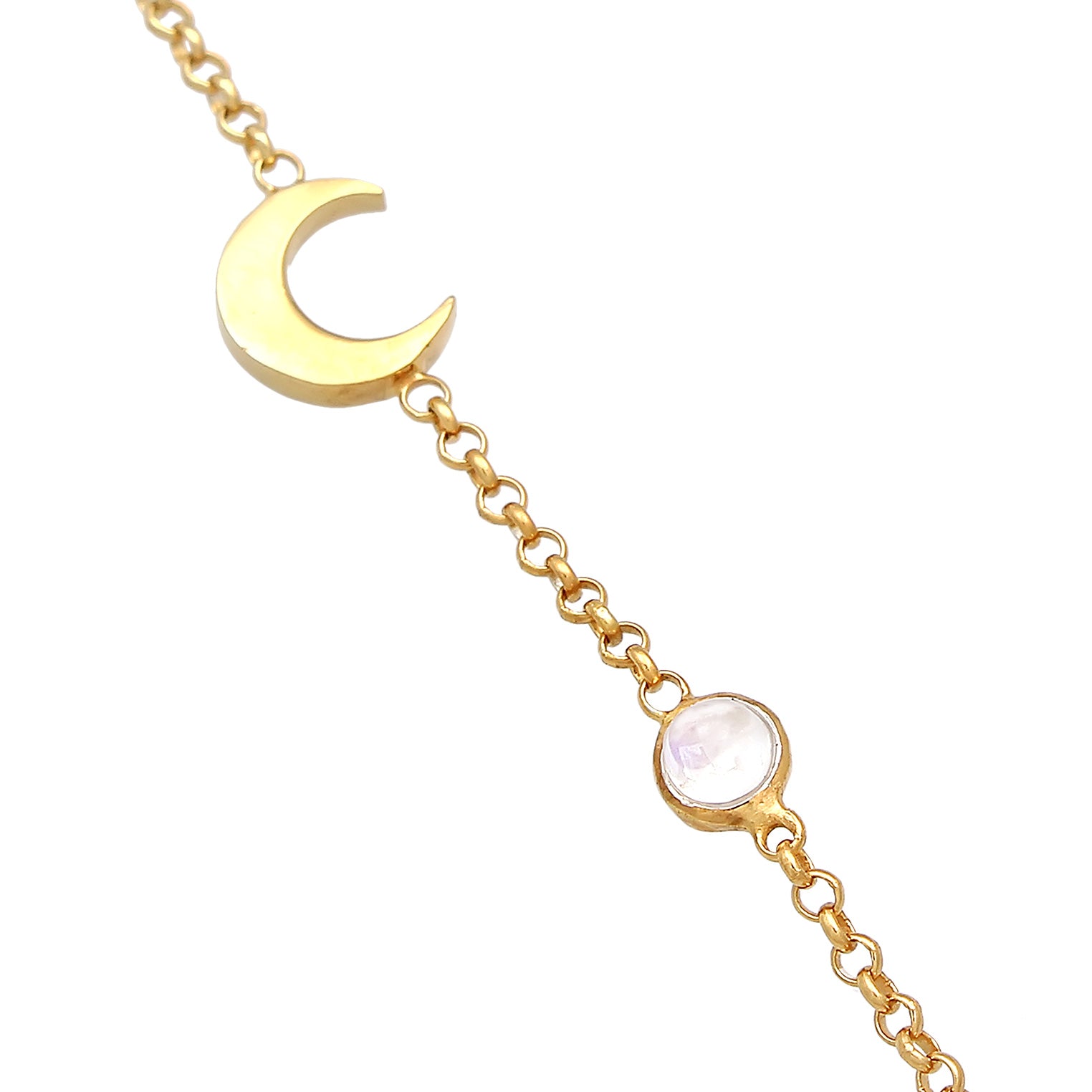 Gold - Elli | Armband Mond | Mondstein (Weiß) | 925er Sterling Silber Vergoldet