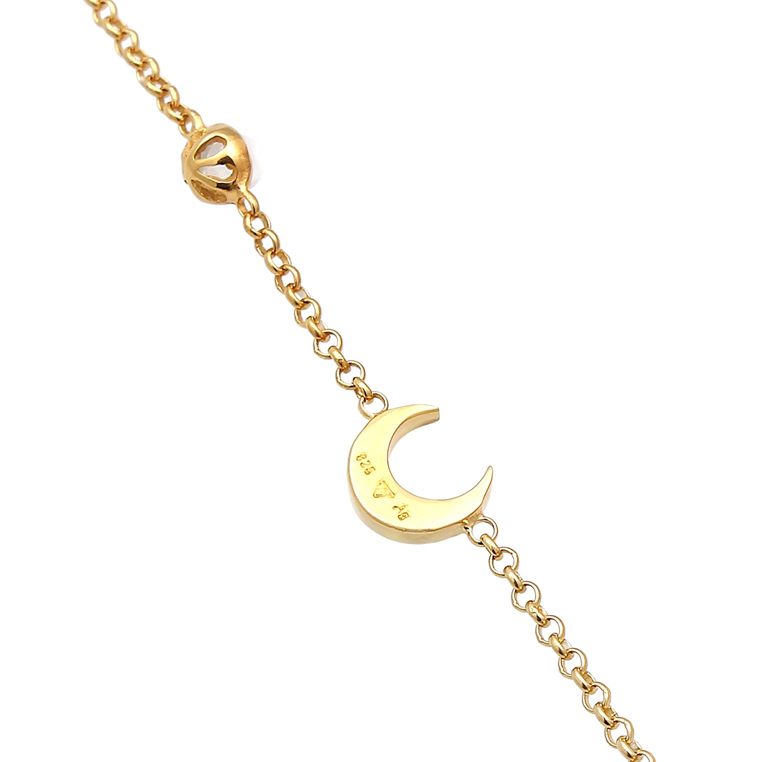 Gold - Elli | Armband Mond | Mondstein (Weiß) | 925er Sterling Silber Vergoldet