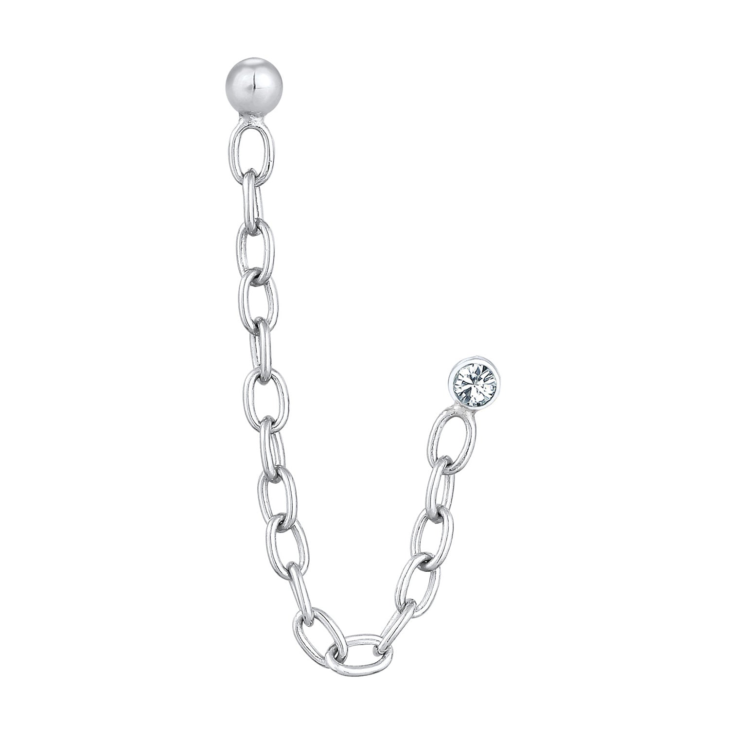 Silber - Elli | Ohrstecker Kette | Mit Kristallen von Swarovski® (Weiß) | 925er Sterling Silber