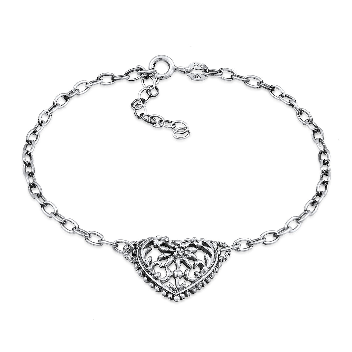 Silber - Elli | Armband Herz Edelweiss | 925er Sterling Silber