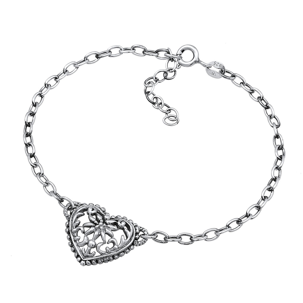 Silber - Elli | Armband Herz Edelweiss | 925er Sterling Silber