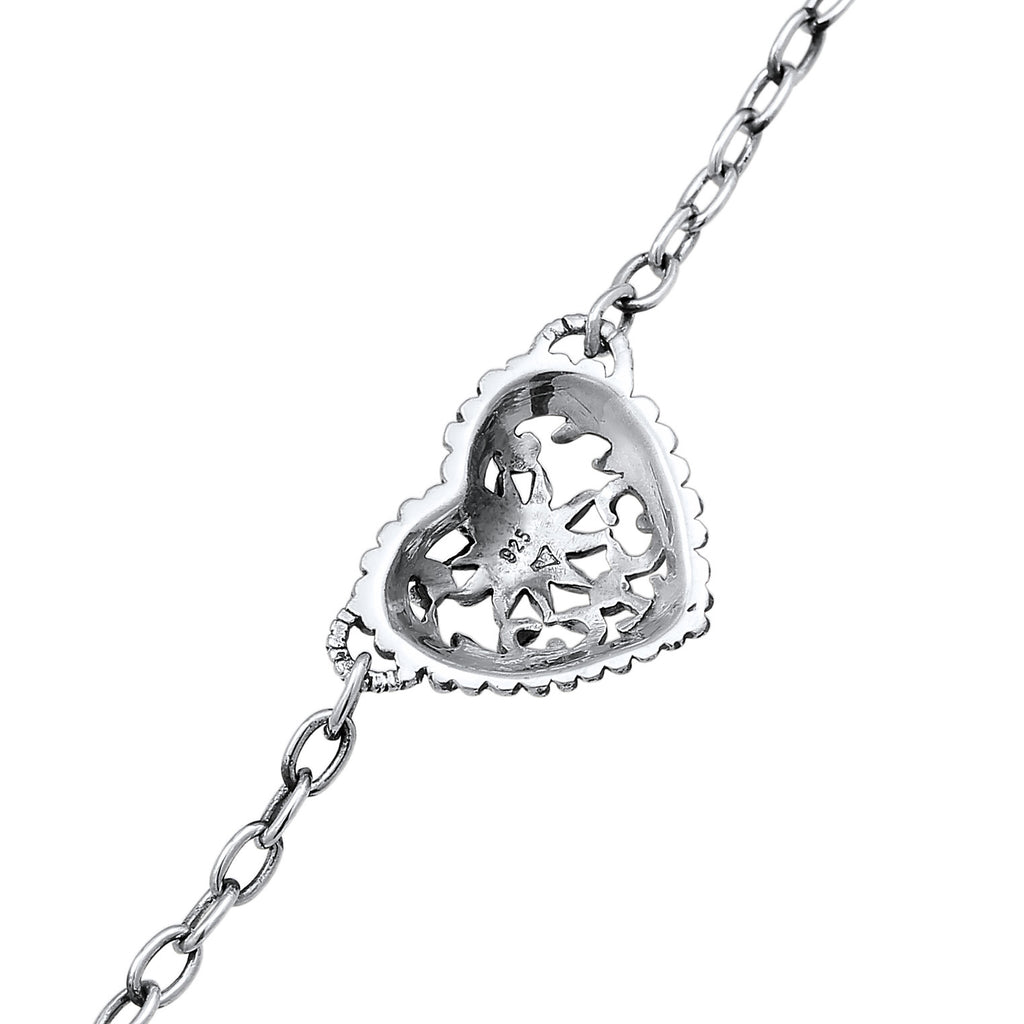 Silber - Elli | Armband Herz Edelweiss | 925er Sterling Silber
