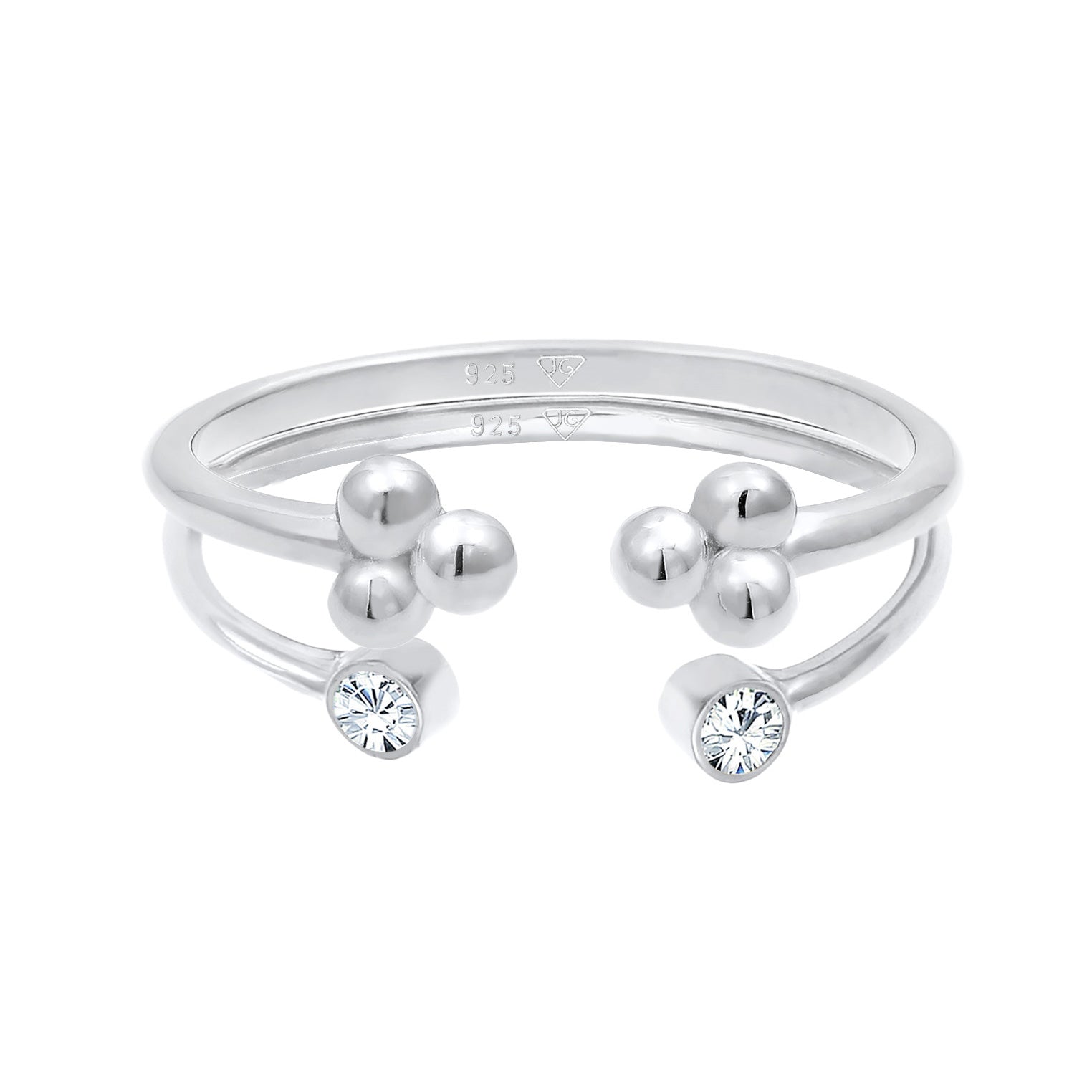 Silber - Elli | Ring-Set Kugel Offen | Mit Kristallen von Swarovski® (Weiß) | 925er Sterling Silber