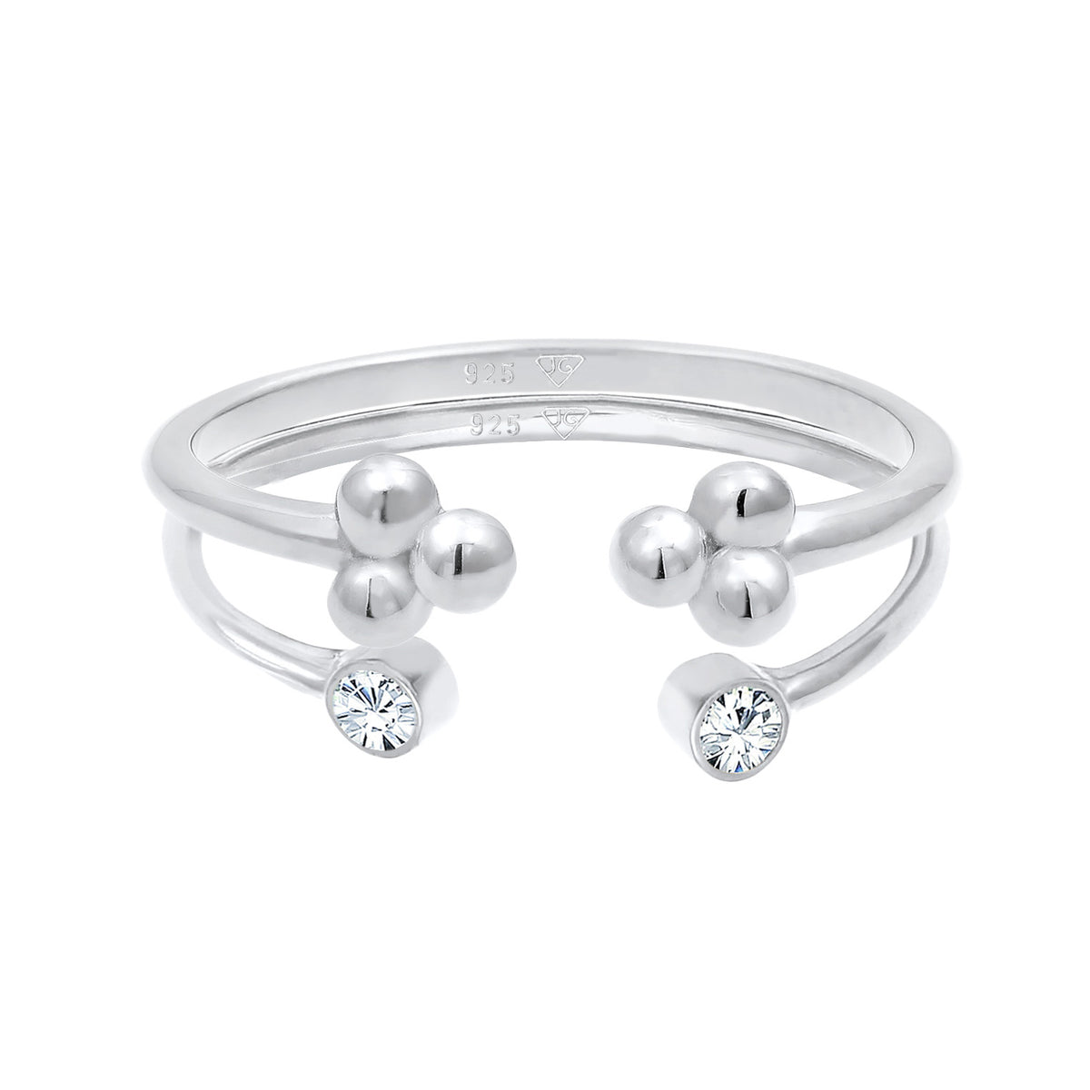 Silber - Elli | Ring-Set Kugel Offen | Mit Kristallen von Swarovski® (Weiß) | 925er Sterling Silber