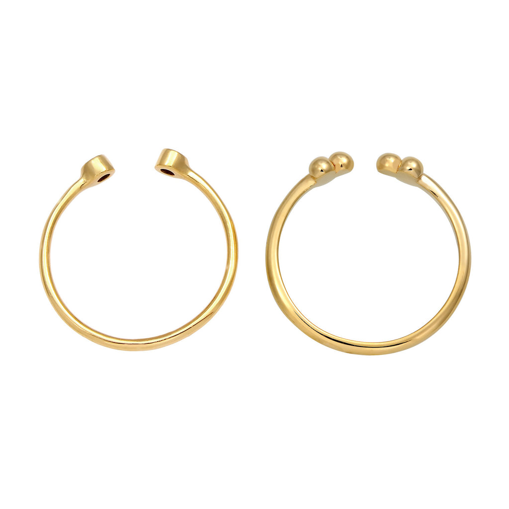 Gold - Elli | Ring-Set Kugel Offen | Mit Kristallen von Swarovski® (Weiß) | 925er Sterling Silber