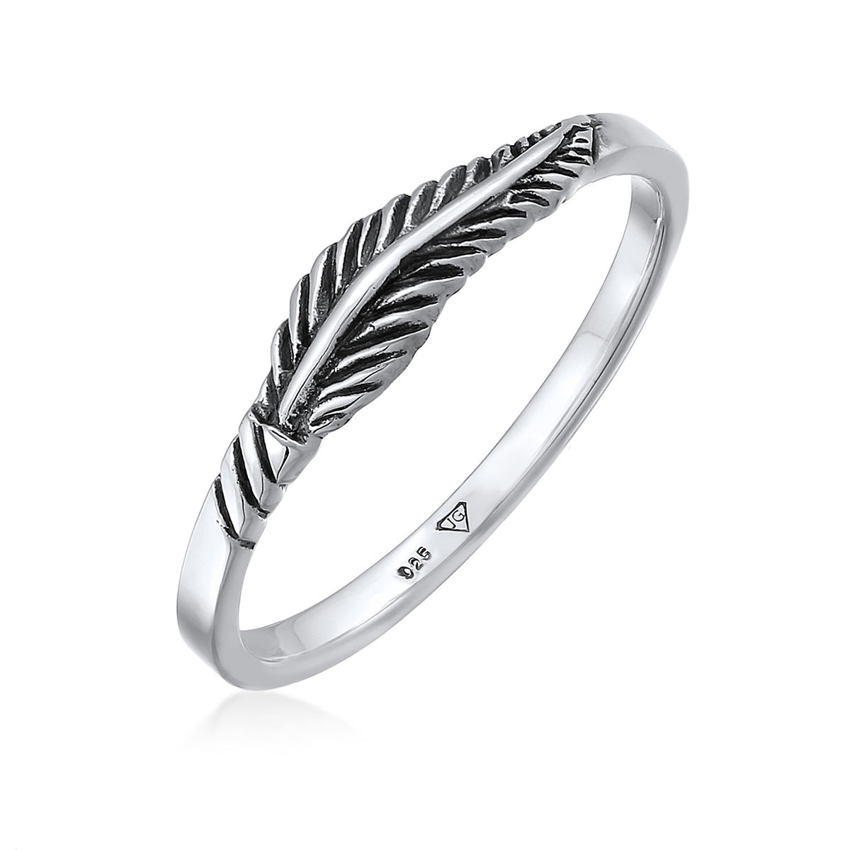 Schwarz - Elli | Ring Feder | 925er Sterling Silber