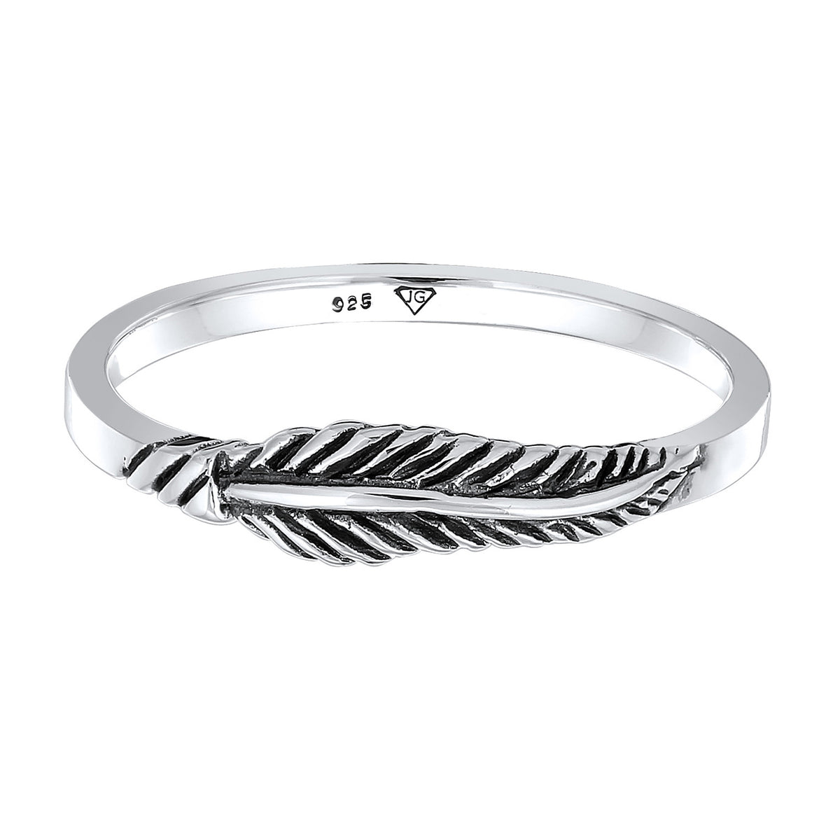 Schwarz - Elli | Ring Feder | 925er Sterling Silber