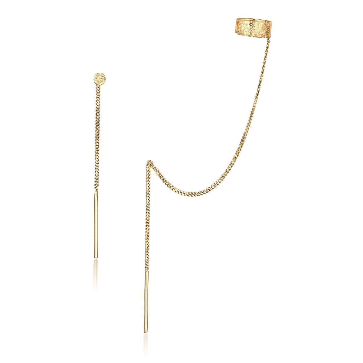 Gold - Elli | Ohrringset Earcuff Kette | 925er Sterling Silber vergoldet