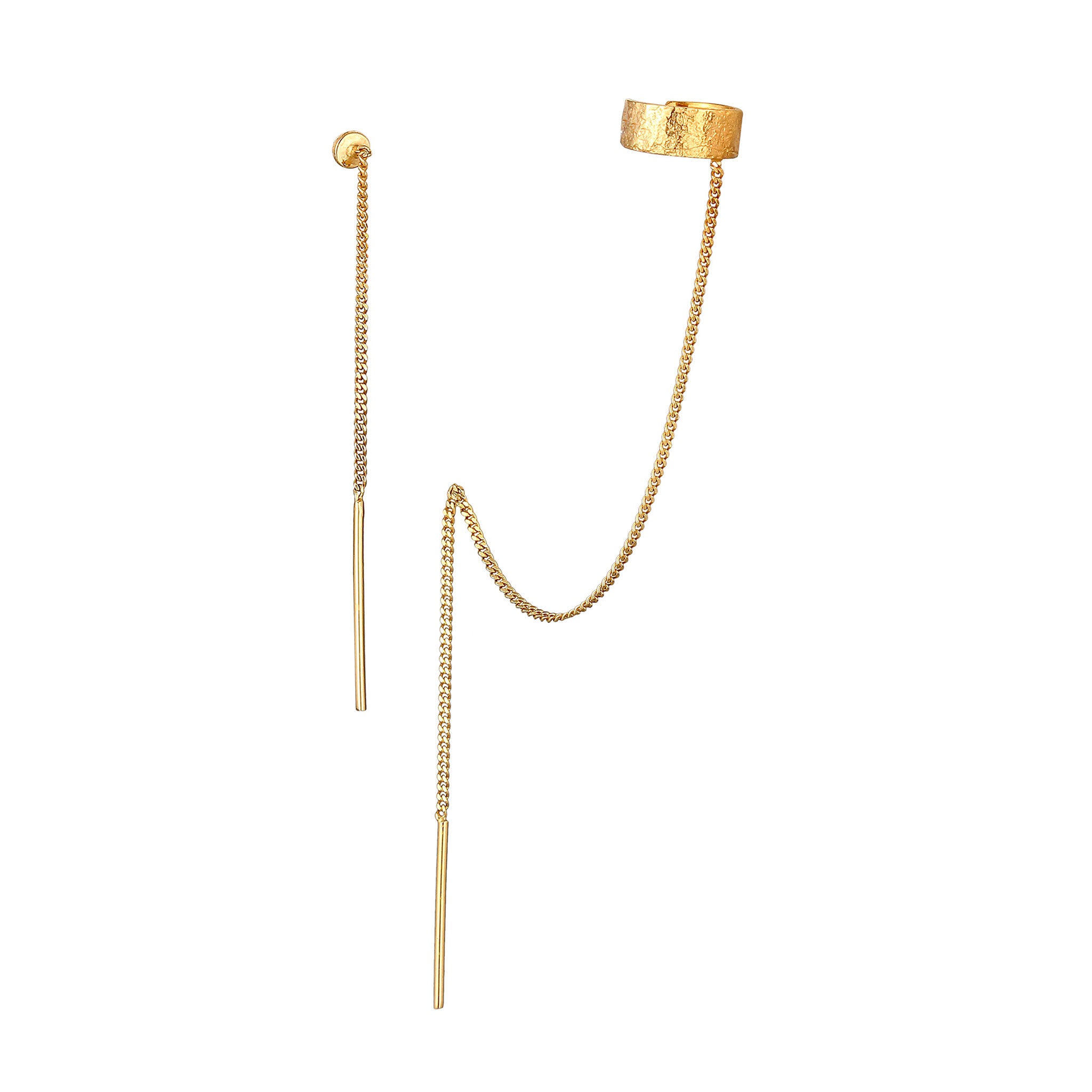 Gold - Elli | Ohrringset Earcuff Kette | 925er Sterling Silber vergoldet