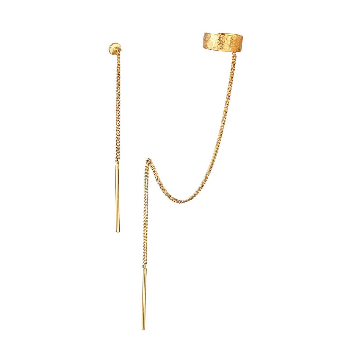 Gold - Elli | Ohrringset Earcuff Kette | 925er Sterling Silber vergoldet