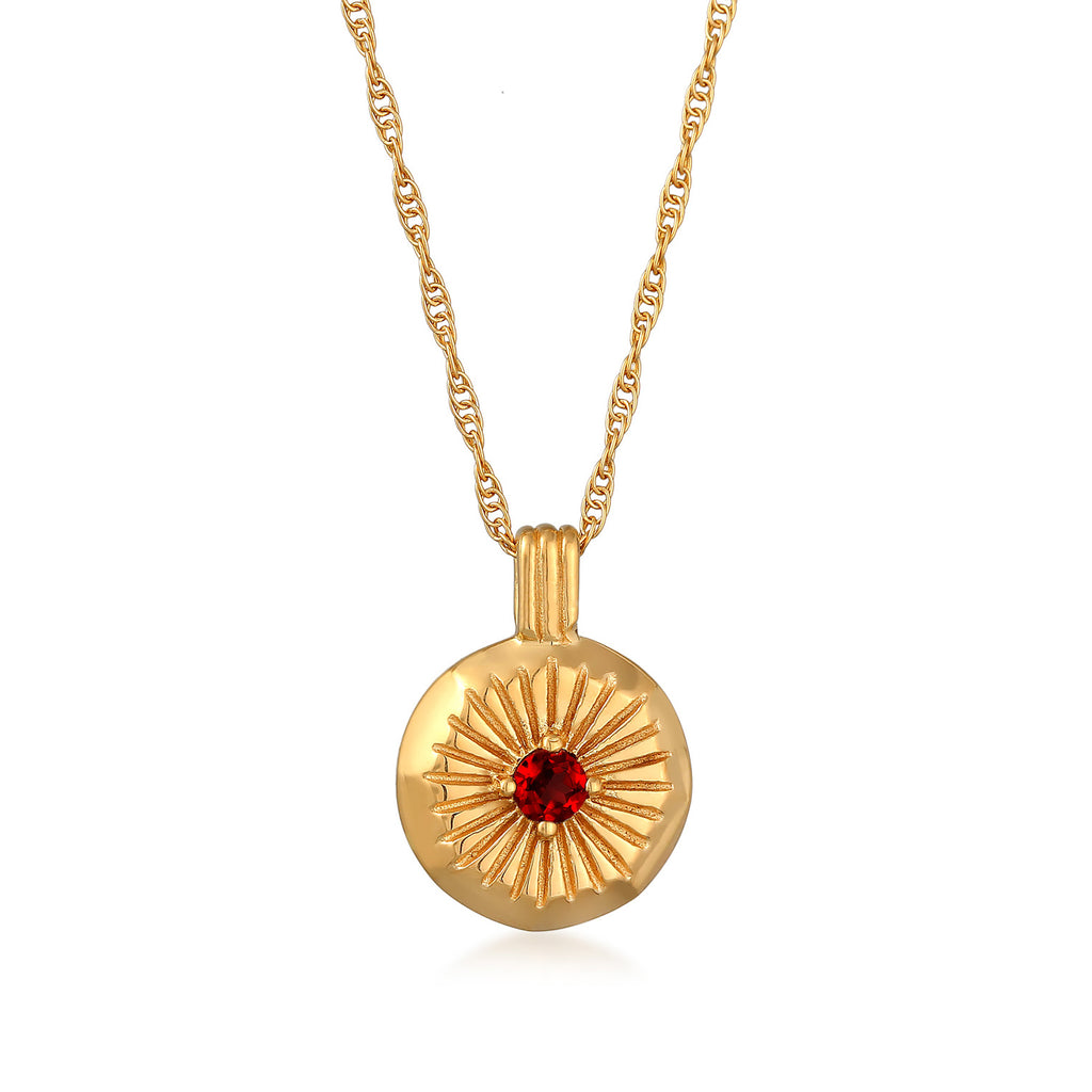 Gold - Elli | Halskette Organic | Granat (Rot) | 925er Sterling Silber Vergoldet