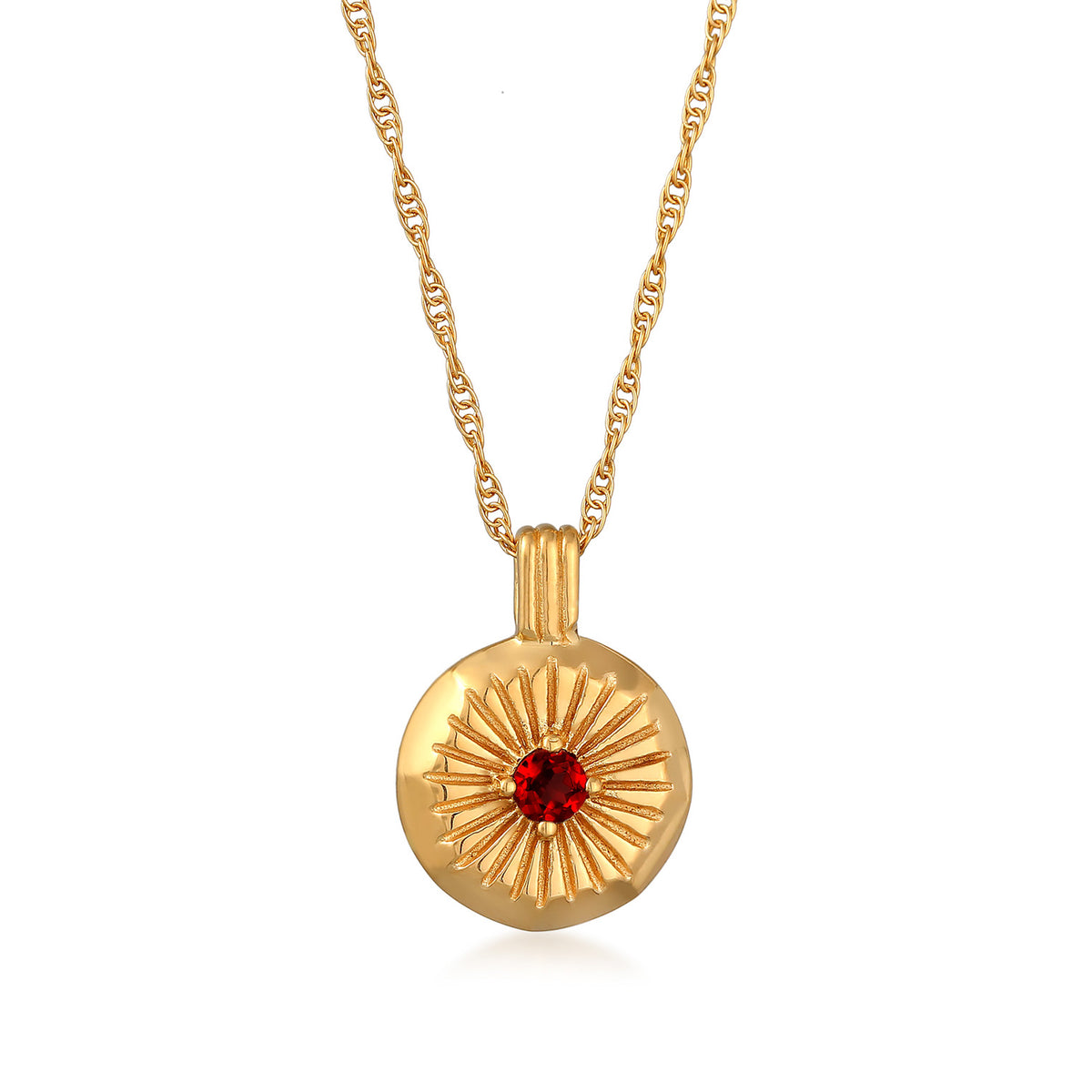 Gold - Elli | Halskette Organic | Granat (Rot) | 925er Sterling Silber Vergoldet