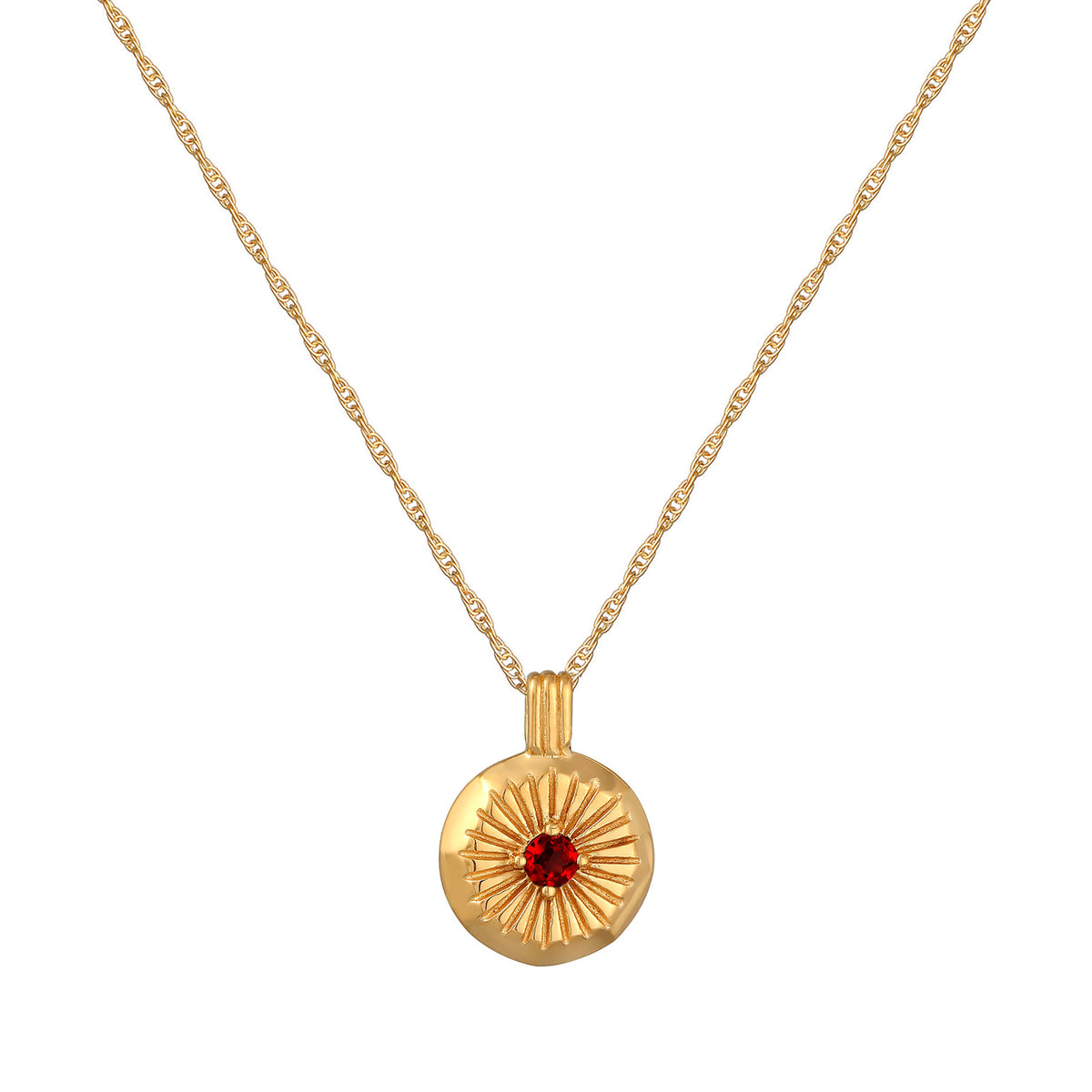 Gold - Elli | Halskette Organic | Granat (Rot) | 925er Sterling Silber Vergoldet