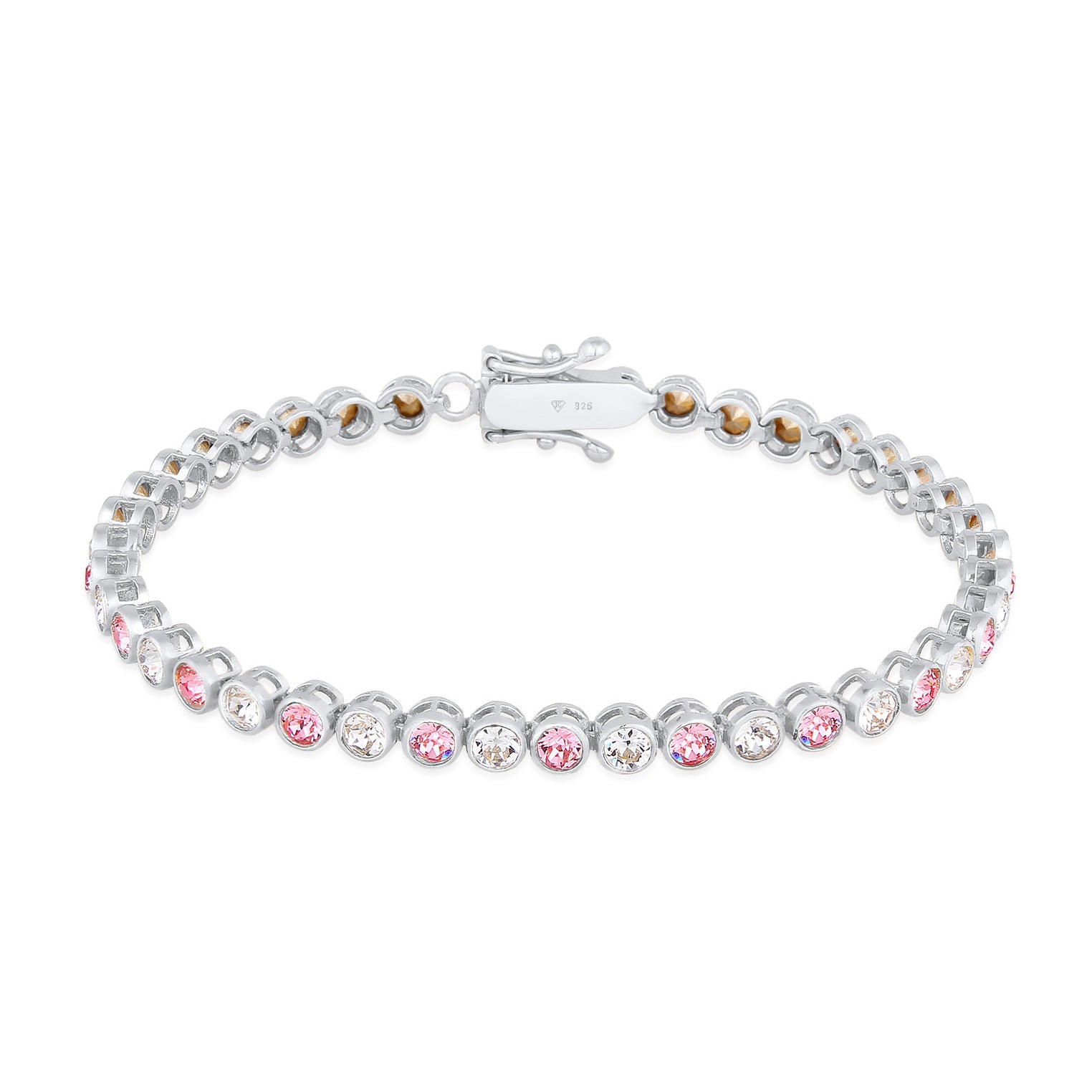Silber - Elli PREMIUM | Tennisarmband | Mit Kristallen von Swarovski® (Weiß & Rosa) | 925er Sterling Silber
