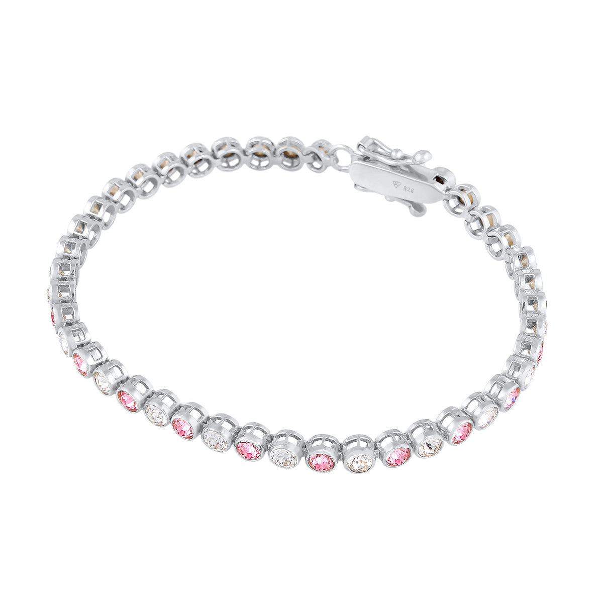 Silber - Elli PREMIUM | Tennisarmband | Kristalle (Weiß & Rosa) | 925er Sterling Silber