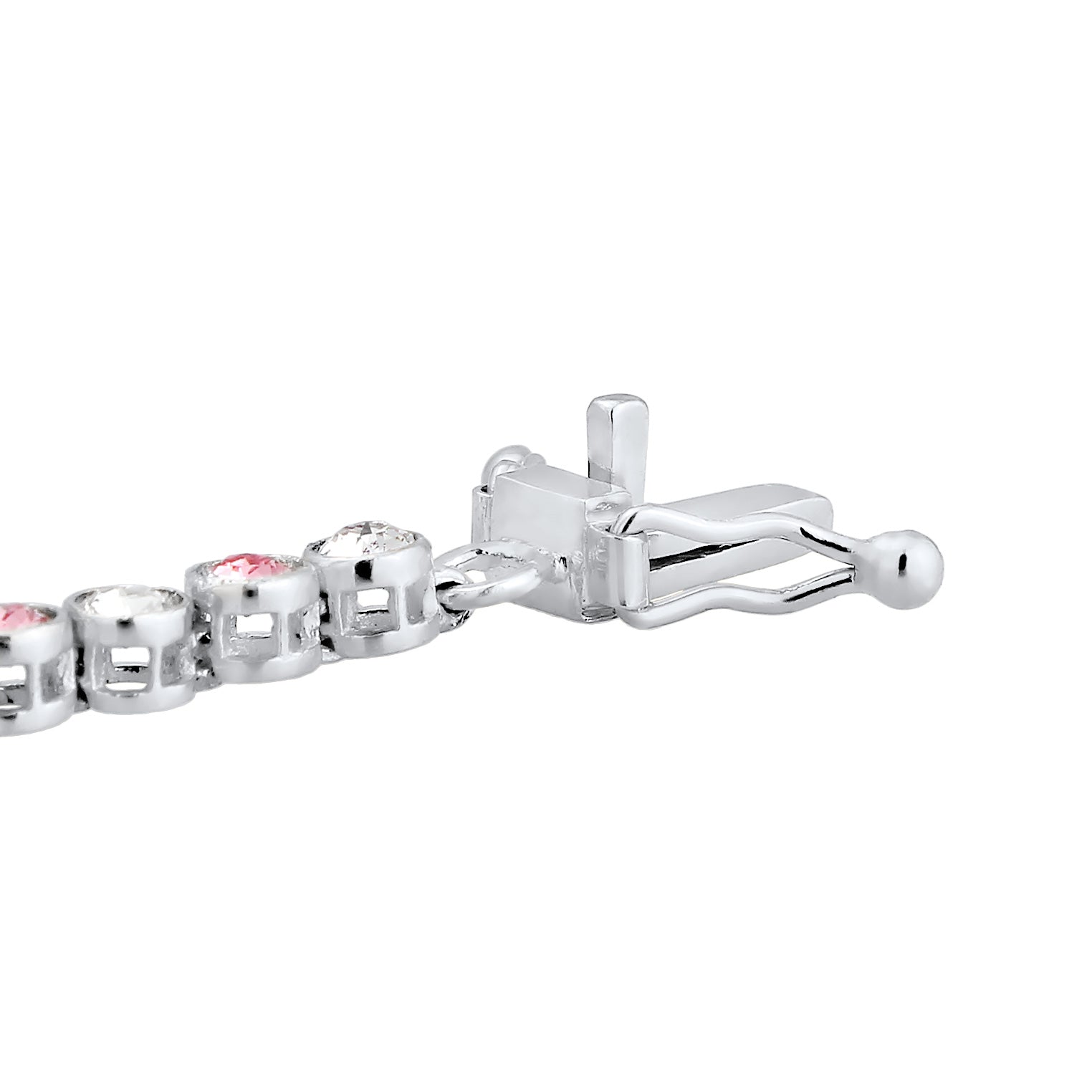 Silber - Elli PREMIUM | Tennisarmband | Kristalle (Weiß & Rosa) | 925er Sterling Silber