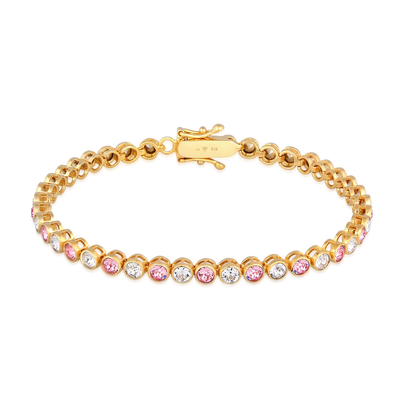 Gold - Elli PREMIUM | Tennis-Armband Kristalle Rose 925 Silber vergoldet