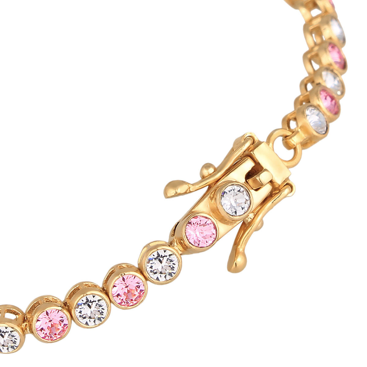 Gold - Elli PREMIUM | Tennisarmband | Kristalle (Weiß & Rosa) | 925er Sterling Silber