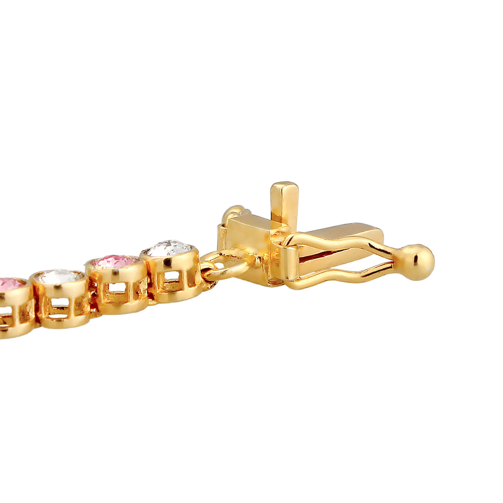 Gold - Elli PREMIUM | Tennisarmband | Kristalle (Weiß & Rosa) | 925er Sterling Silber