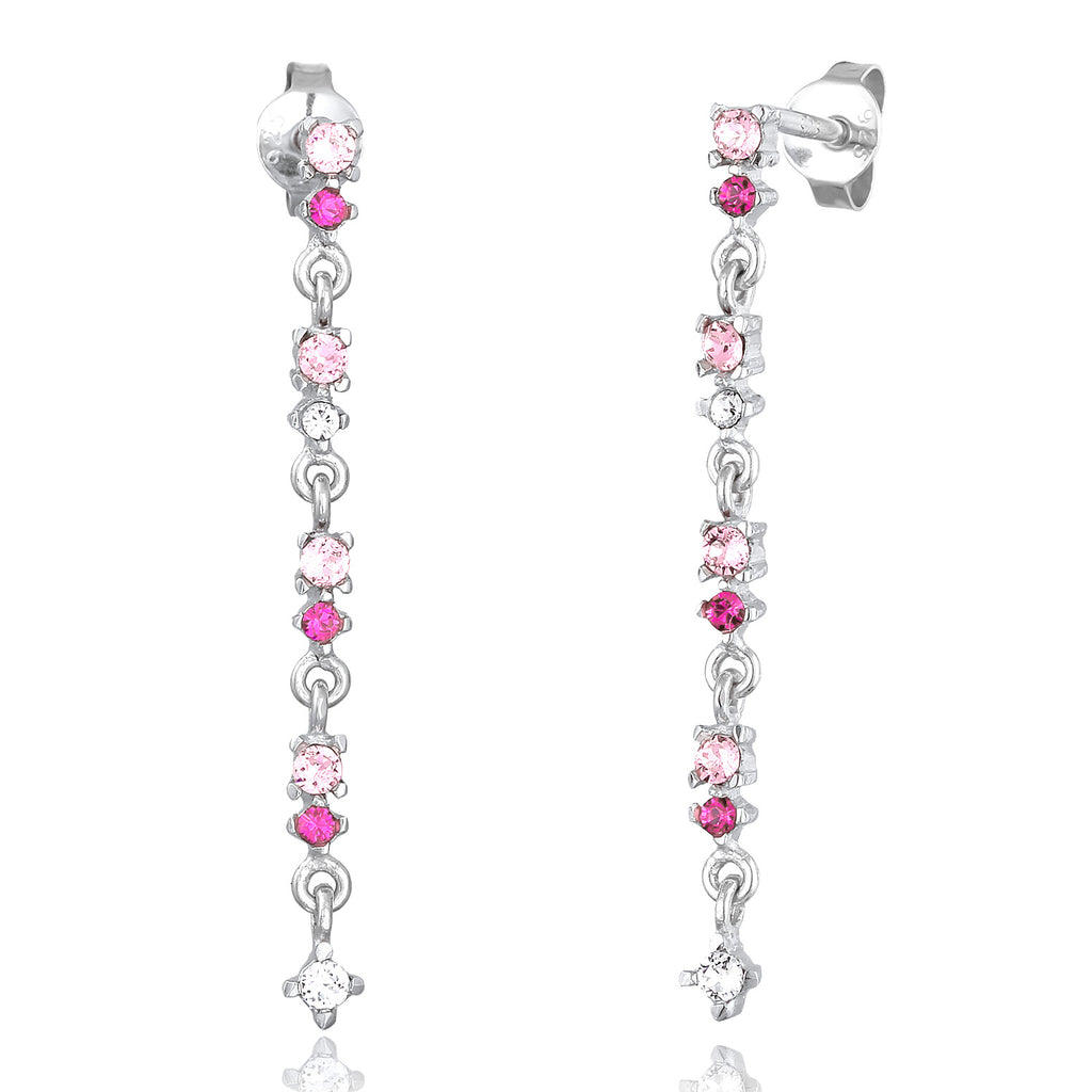 Silber - Elli | Ohrhänger | Glas Kristalle (Rosa) | 925er Sterling Silver