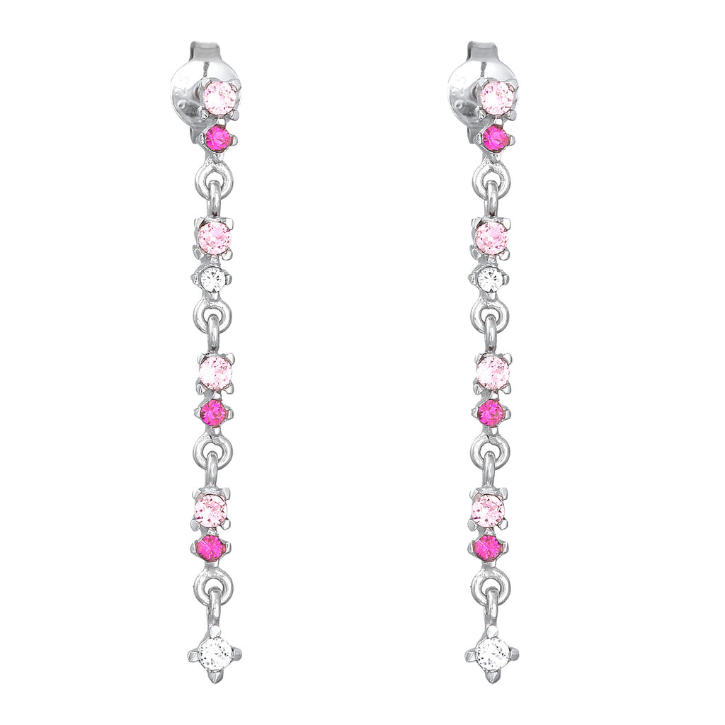 Silber - Elli | Ohrhänger | Glas Kristalle (Rosa) | 925er Sterling Silver