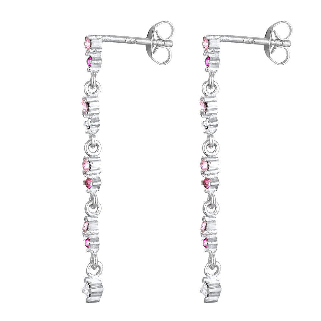 Silber - Elli | Ohrhänger | Glas Kristalle (Rosa) | 925er Sterling Silver