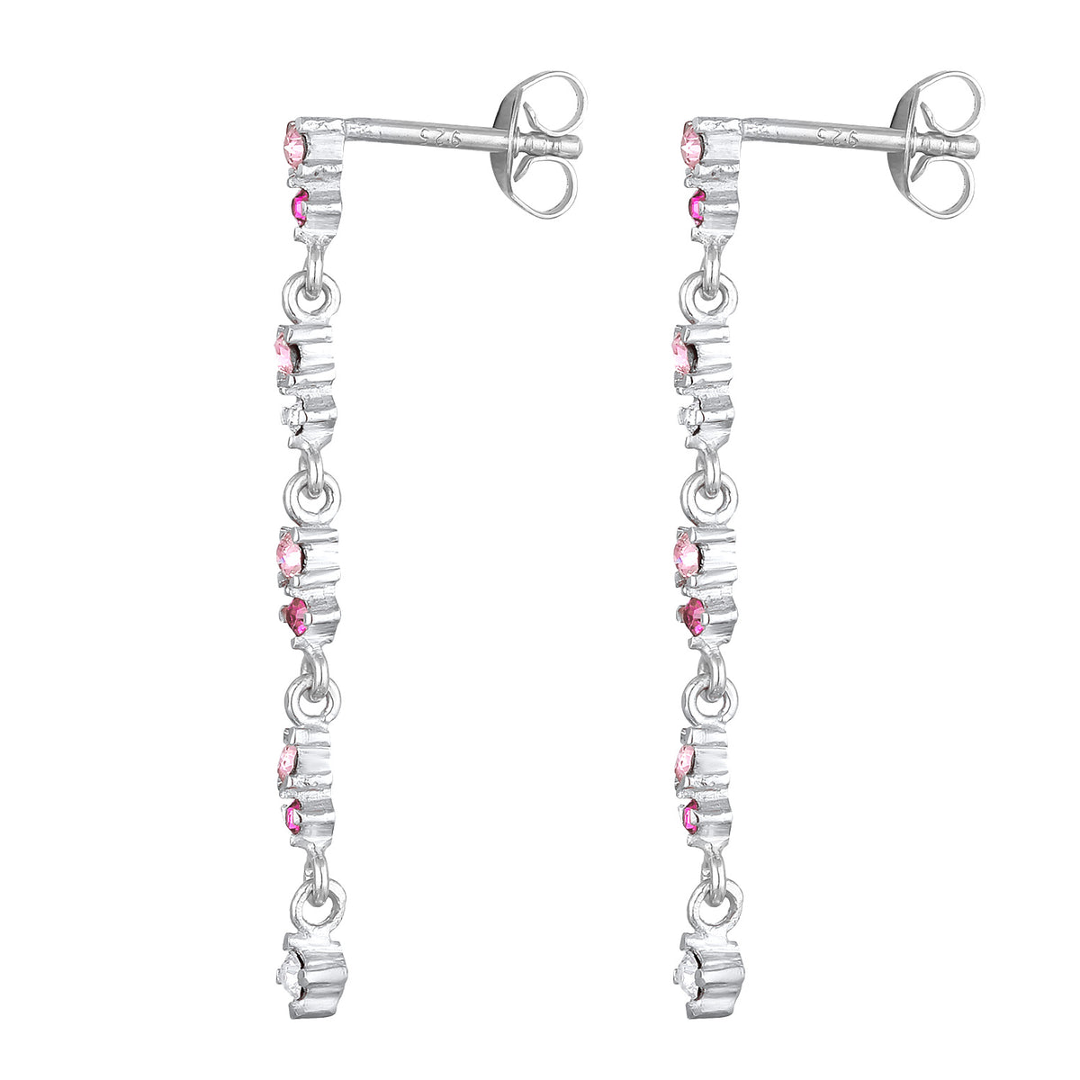 Silber - Elli | Ohrhänger | Glas Kristalle (Rosa) | 925er Sterling Silver