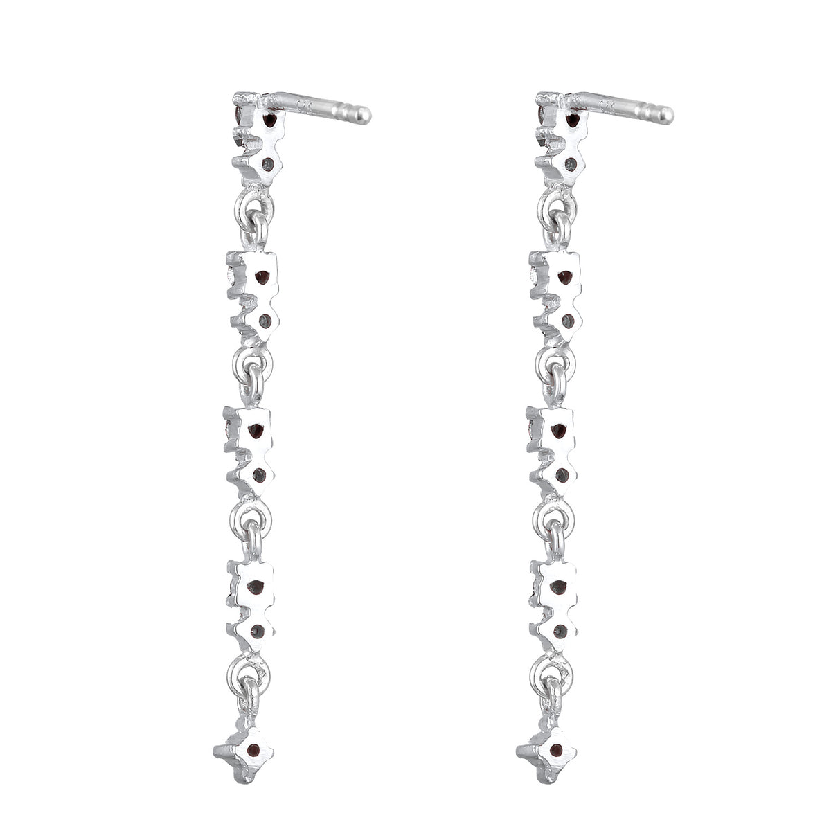 Silber - Elli | Ohrhänger | Glas Kristalle (Rosa) | 925er Sterling Silver