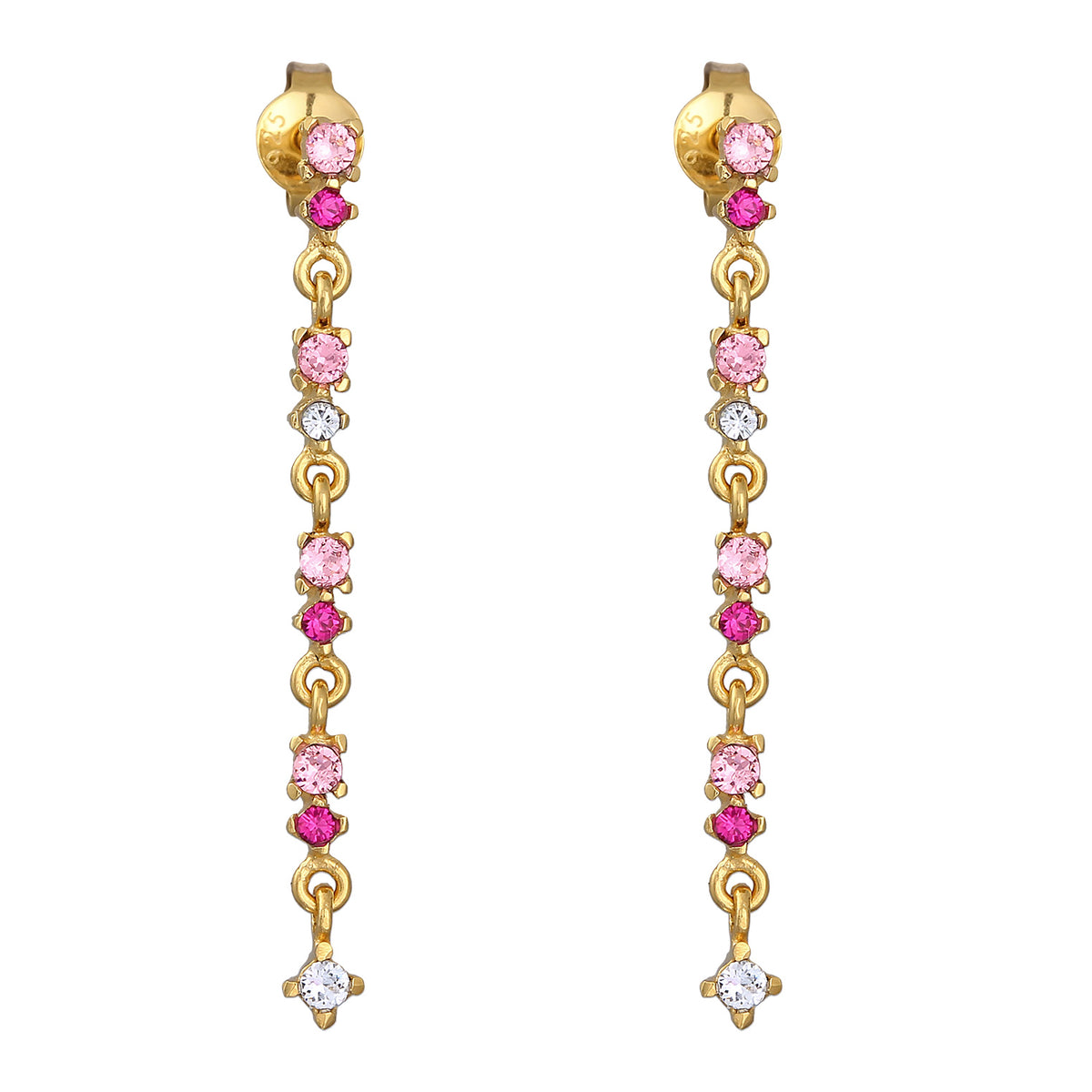 Gold - Elli | Ohrhänger | Glas Kristalle (Rosa) | 925er Sterling Silver