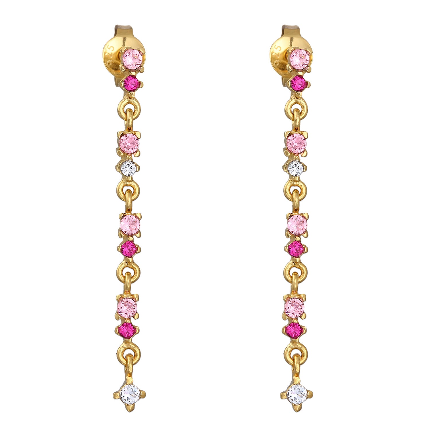 Gold - Elli | Ohrhänger | Mit Kristallen von Swarovski® (Rosa) | 925er Sterling Silver