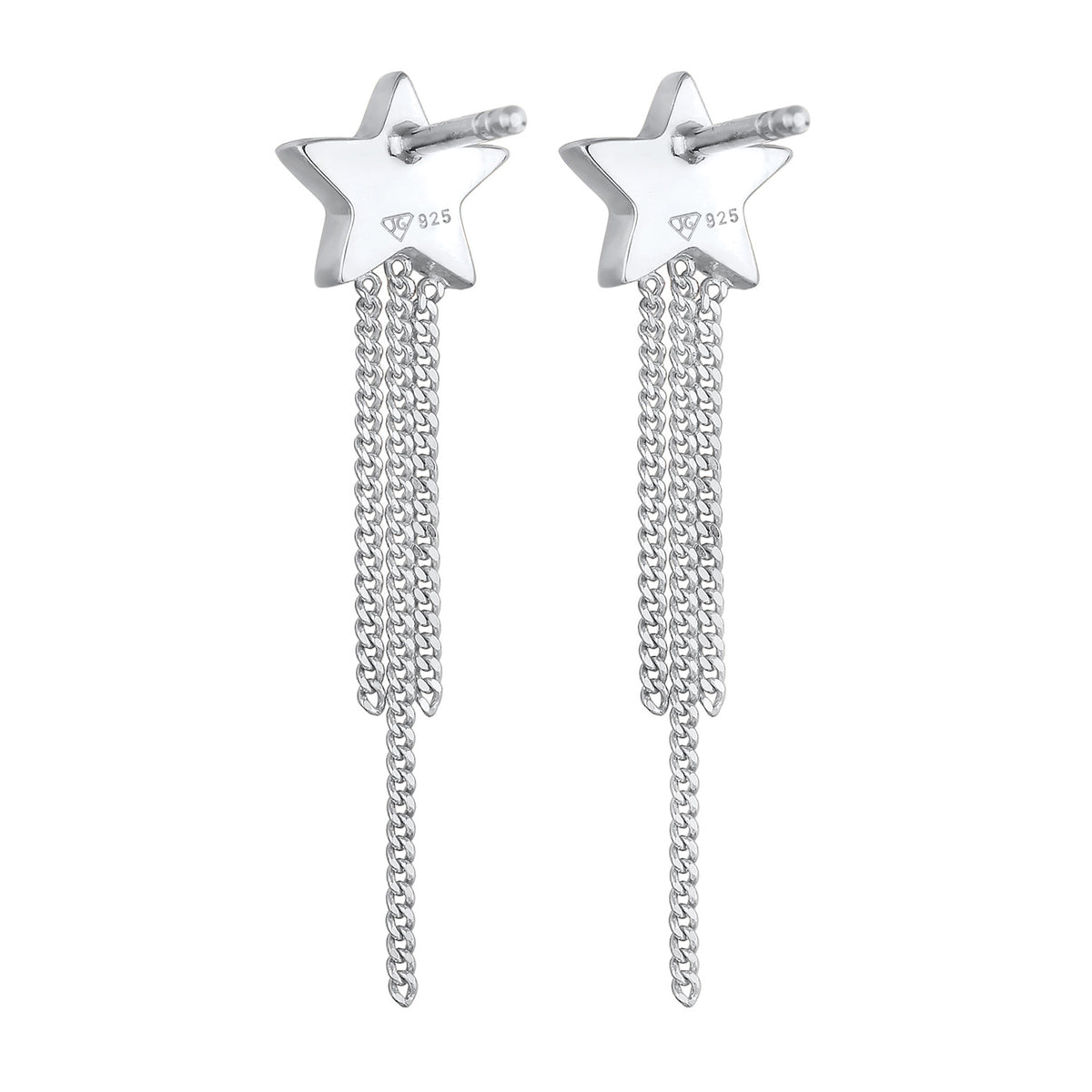 Silber - Elli | Ohrstecker Kette Stern | Mit Kristallen von Swarovski® (Weiß) | 925er Sterling Silber