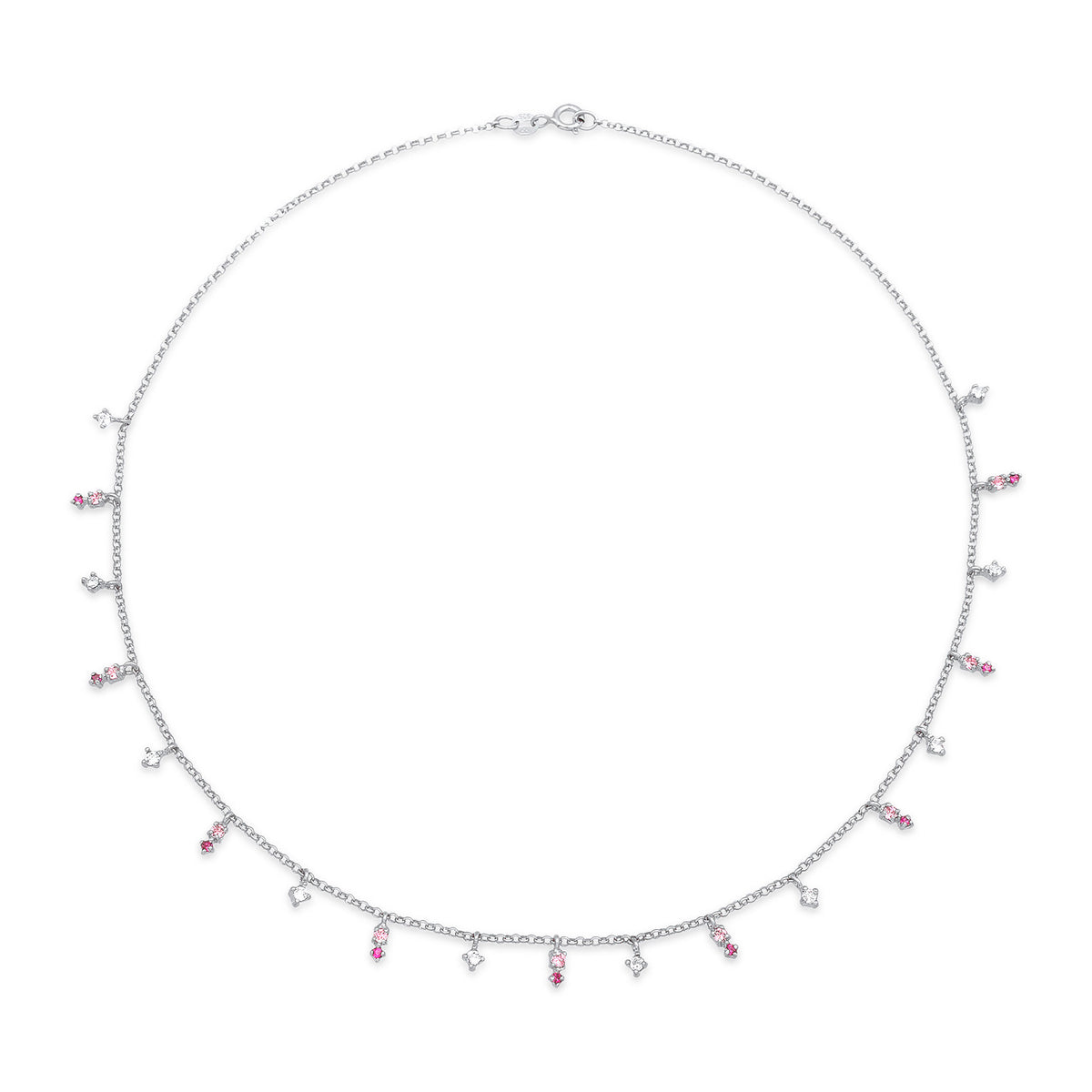 Silber - Elli | Halskette Anhänger | Glas Kristalle (Rosa) | 925er Sterling Silber