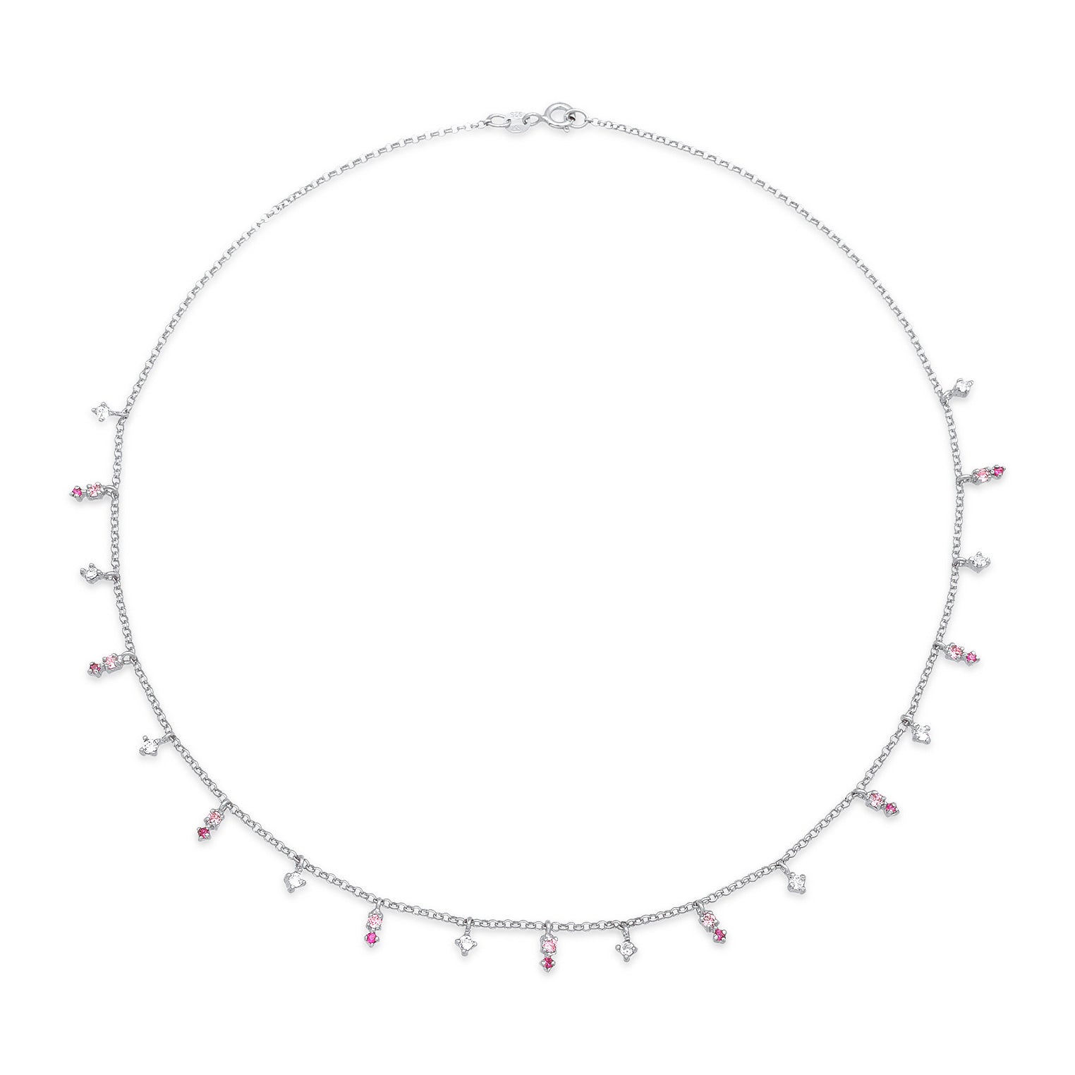 Silber - Elli | Halskette Anhänger | Mit Kristallen von Swarovski® (Rosa) | 925er Sterling Silber