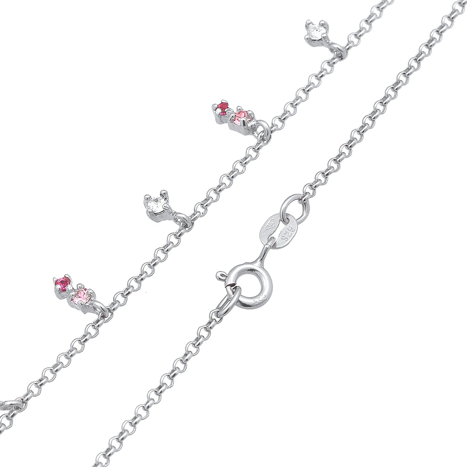 Silber - Elli | Halskette Anhänger | Mit Kristallen von Swarovski® (Rosa) | 925er Sterling Silber