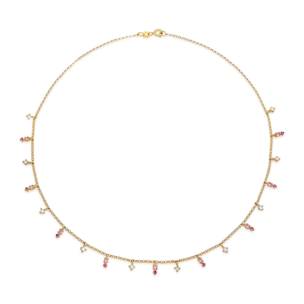 Gold - Elli | Halskette Anhänger | Glas Kristalle (Rosa) | 925er Sterling Silber