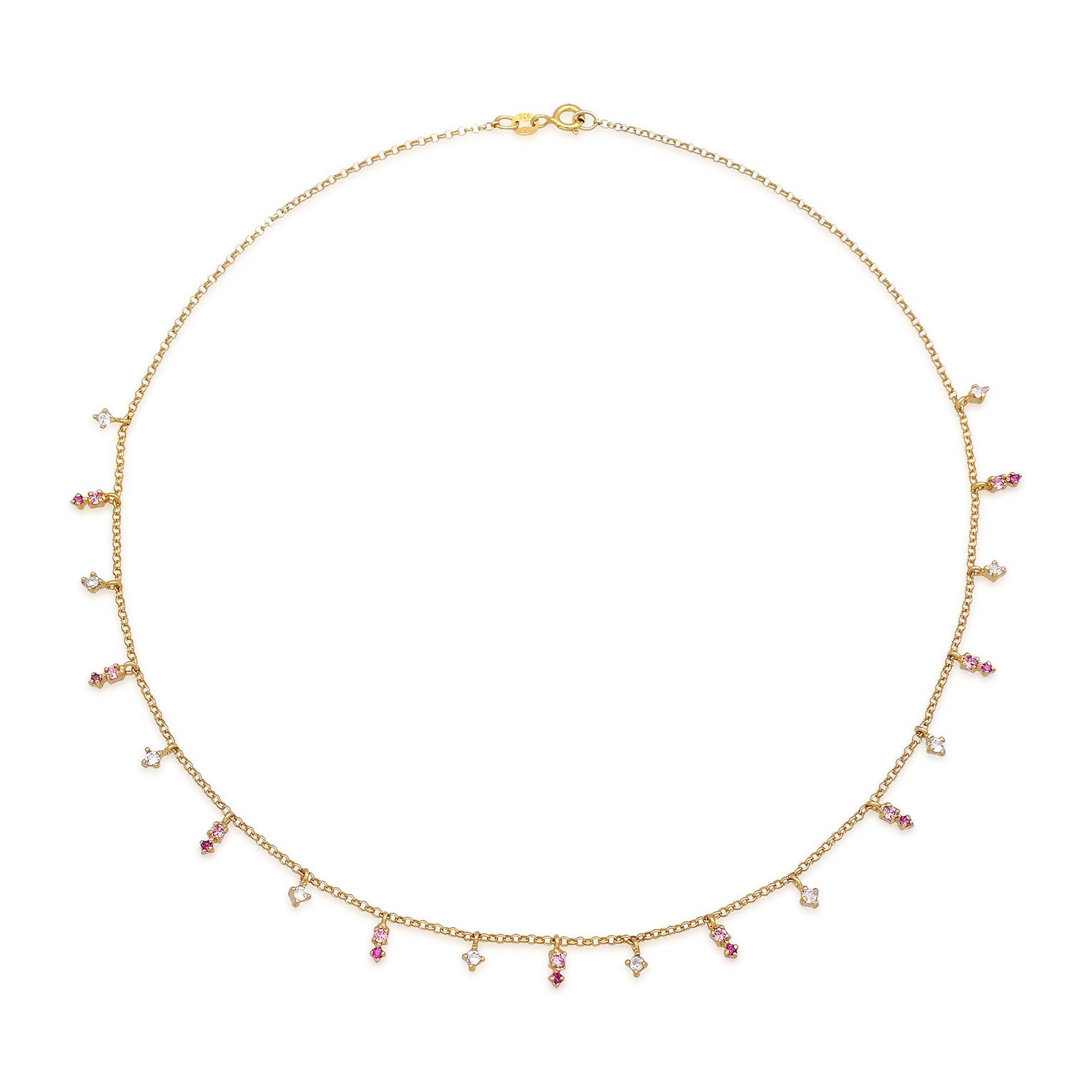 Gold - Elli | Halskette Anhänger | Mit Kristallen von Swarovski® (Rosa) | 925er Sterling Silber