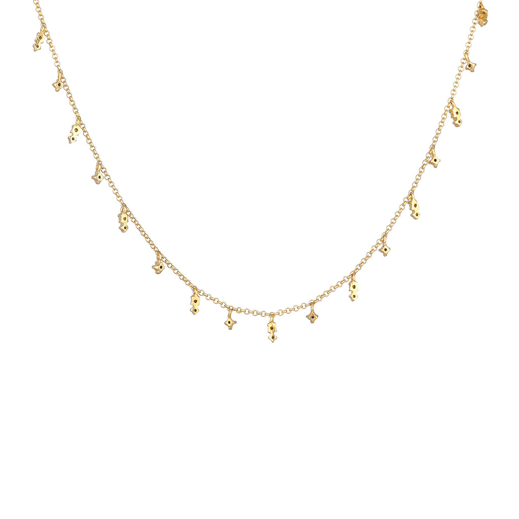 Gold - Elli | Halskette Anhänger | Glas Kristalle (Rosa) | 925er Sterling Silber