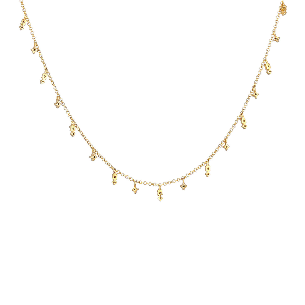 Gold - Elli | Halskette Anhänger | Glas Kristalle (Rosa) | 925er Sterling Silber