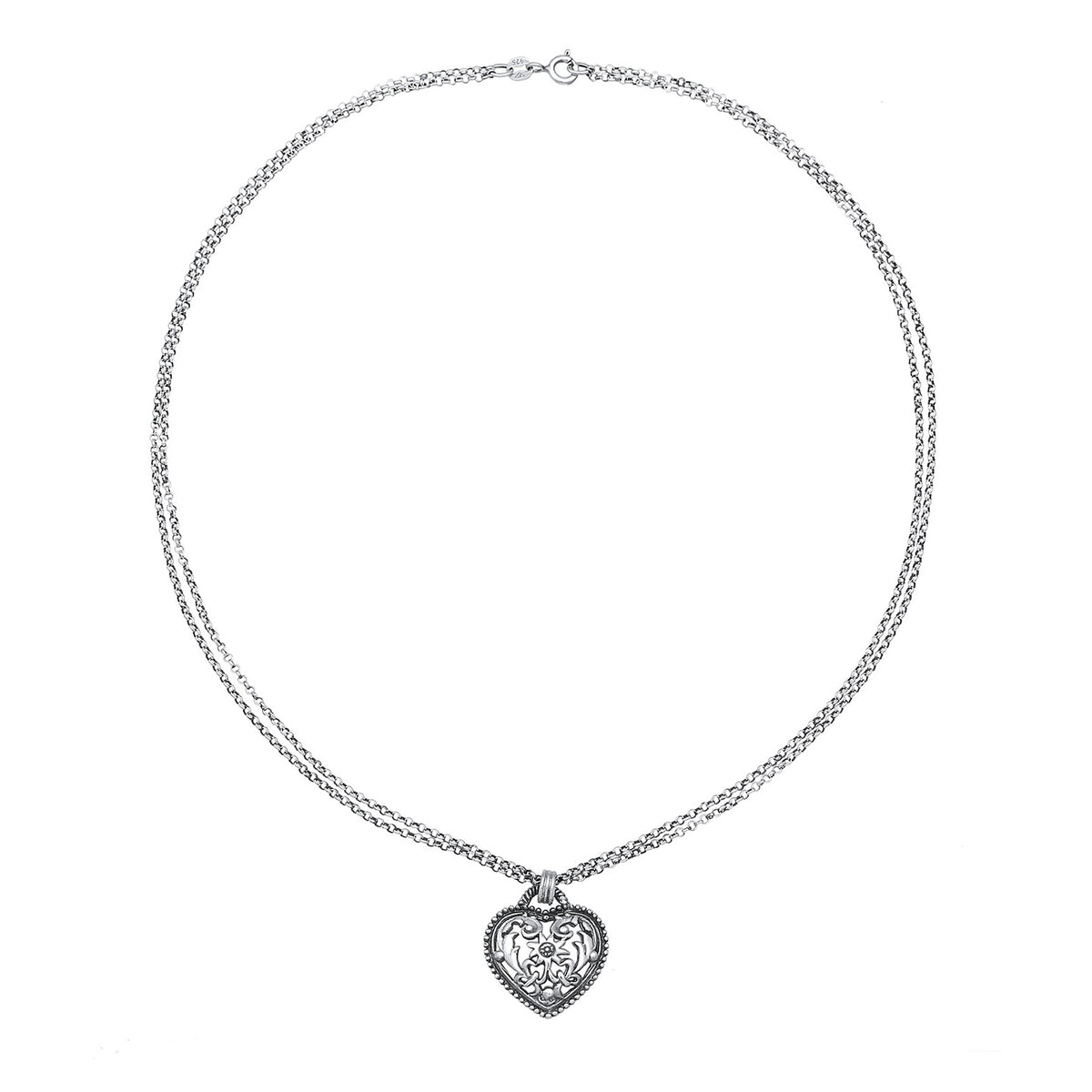 Schwarz - Elli | Halskette Herz Anhänger Edelweiss | 925er Sterling Silber