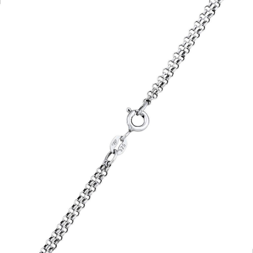 Schwarz - Elli | Halskette Herz Anhänger Edelweiss | 925er Sterling Silber