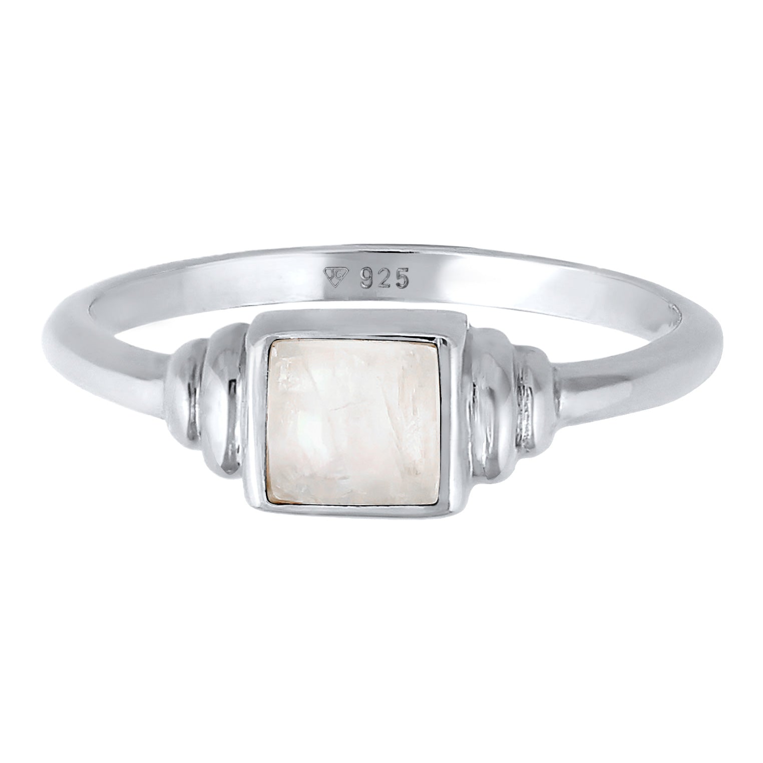 Silber - Elli PREMIUM | Ring Quadrat | Mondstein (Weiß) | 925er Sterling Silber