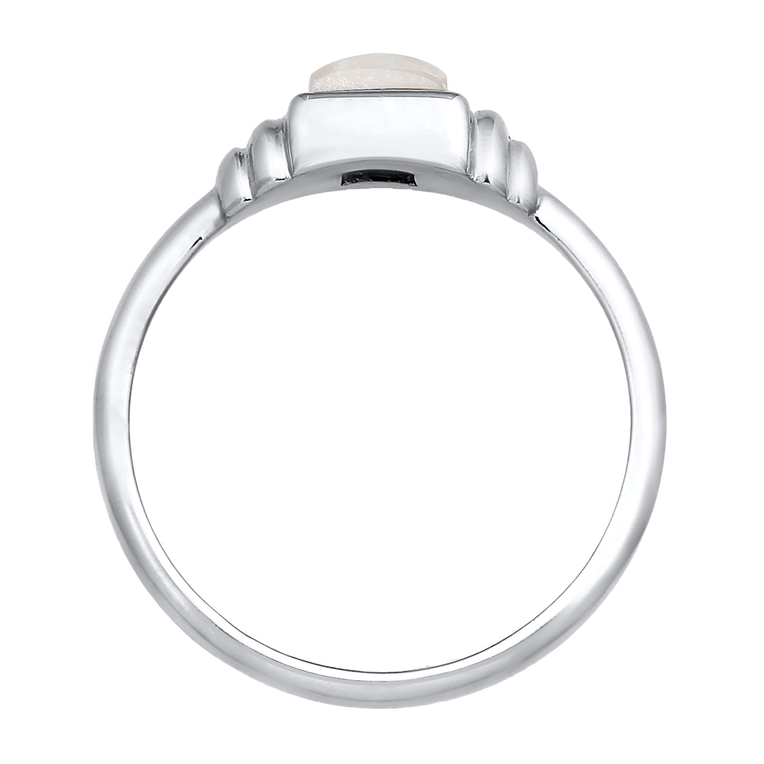 Silber - Elli PREMIUM | Ring Quadrat | Mondstein (Weiß) | 925er Sterling Silber