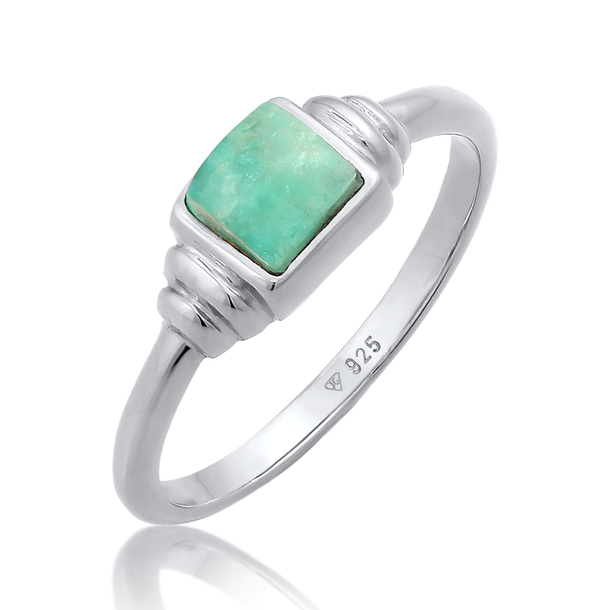 Silber - Elli PREMIUM | Siegelring Quadrat Vintage | Amazonit (Blau) | 925er Sterling Silber