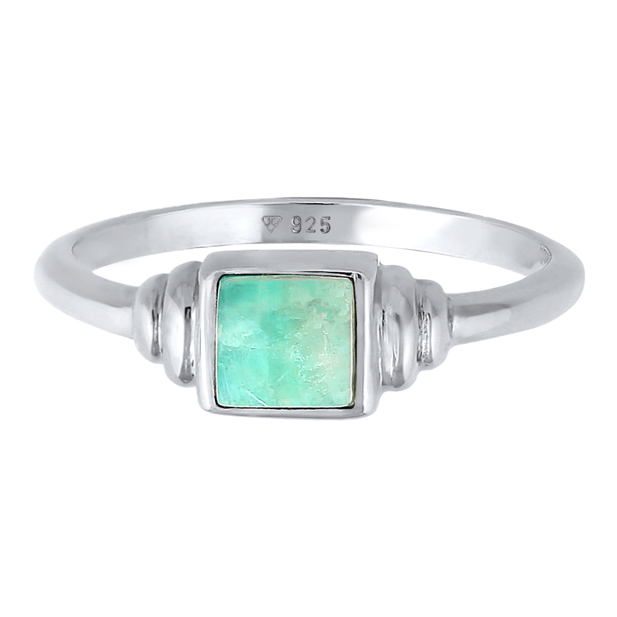 Silber - Elli PREMIUM | Siegelring Quadrat Vintage | Amazonit (Blau) | 925er Sterling Silber